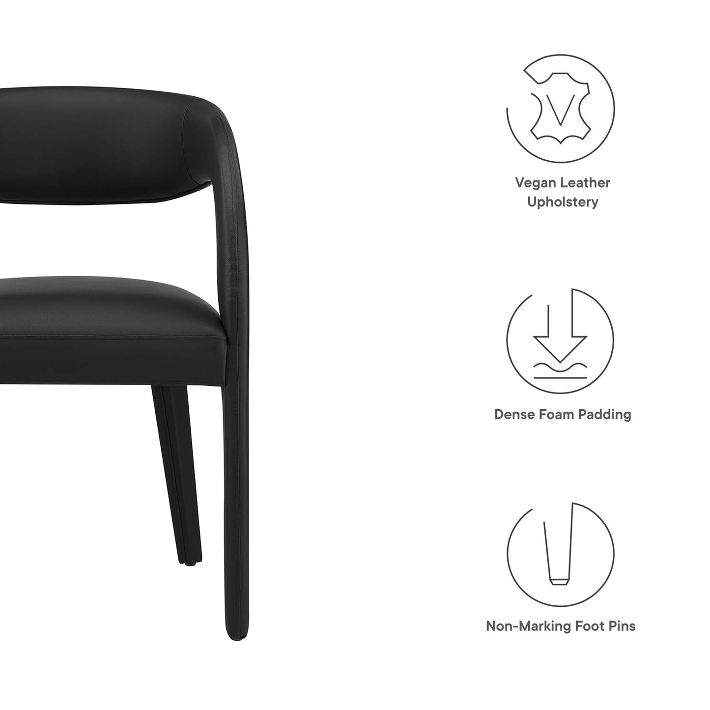 Pinnacle Vegan Leather Dining Chair Set of 2 by Modway EEI-6561-BLK