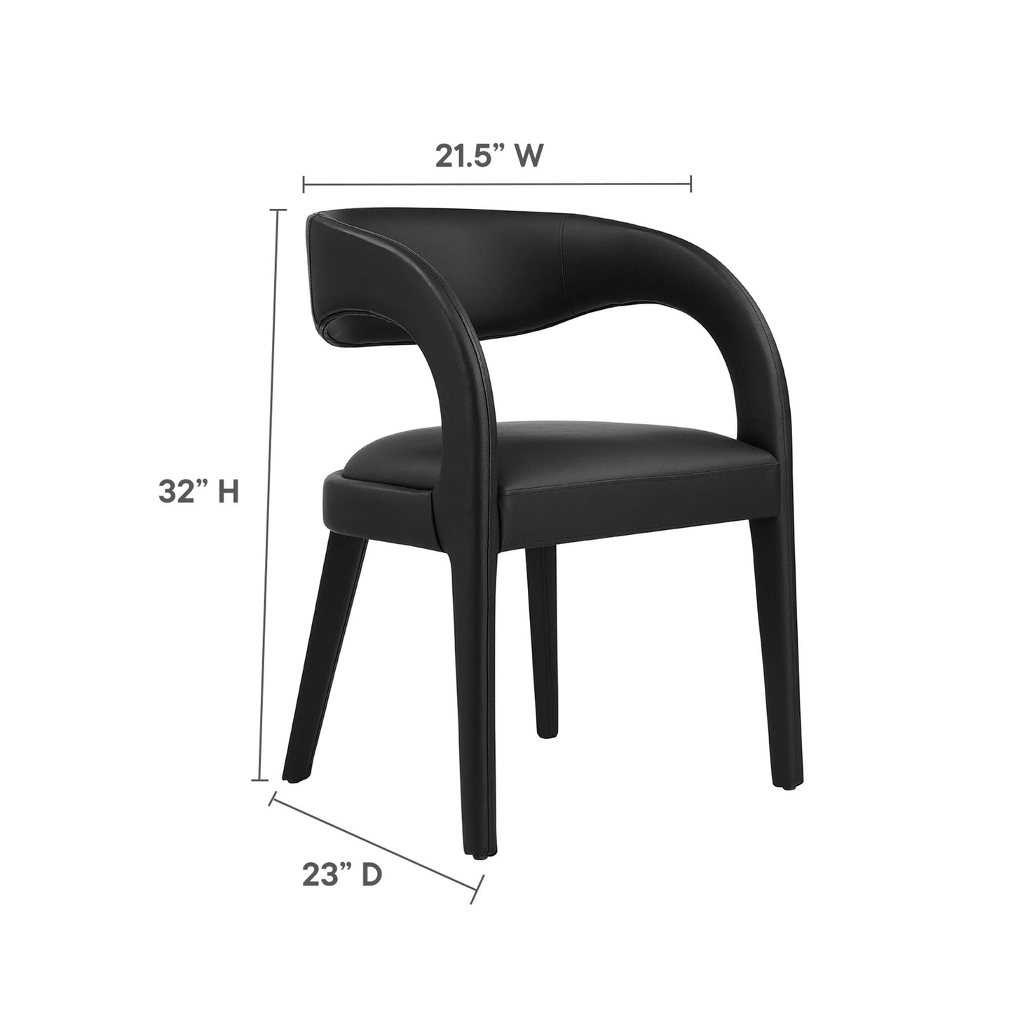Pinnacle Vegan Leather Dining Chair Set of 2 by Modway EEI-6561-BLK