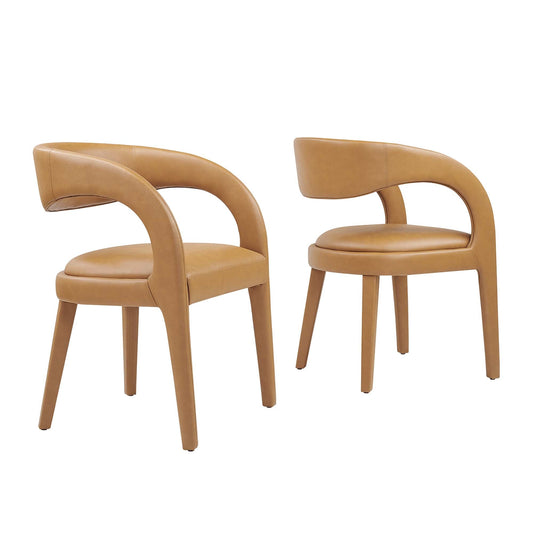 Pinnacle Vegan Leather Dining Chair Set of 2 by Modway EEI-6561-TAN