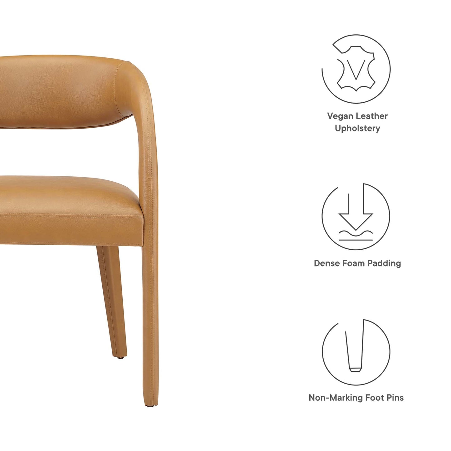 Pinnacle Vegan Leather Dining Chair Set of 2 by Modway EEI-6561-TAN