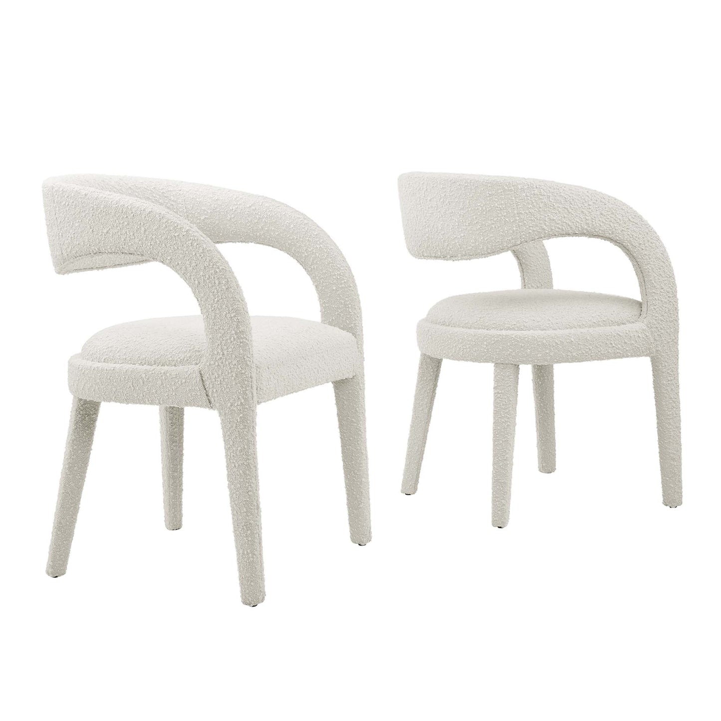 Pinnacle Boucle Upholstered Dining Chair Set of 2 by Modway EEI-6562-IVO