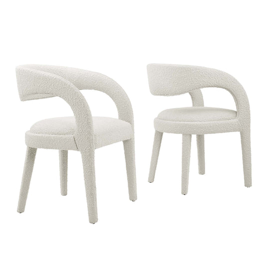 Pinnacle Boucle Upholstered Dining Chair Set of 2 by Modway EEI-6562-IVO