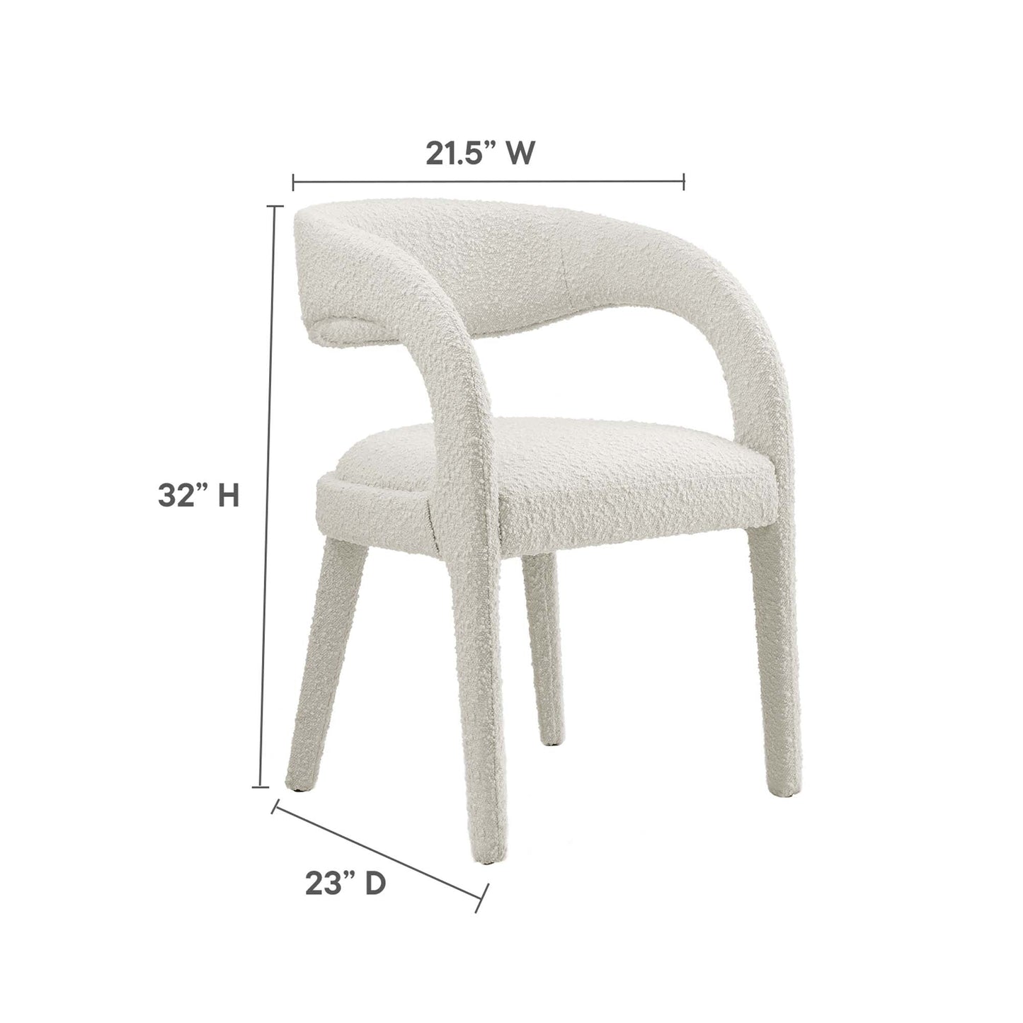 Pinnacle Boucle Upholstered Dining Chair Set of 2 by Modway EEI-6562-IVO