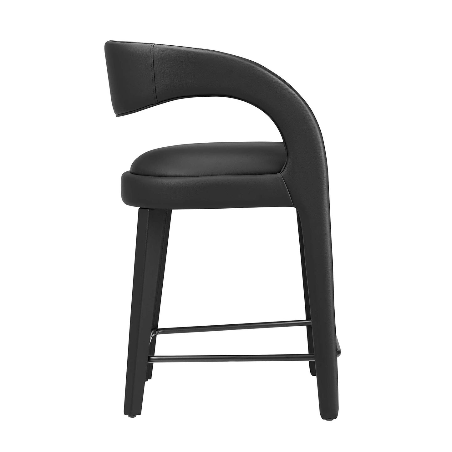 Pinnacle Vegan Leather Counter Stool Set of 2 by Modway EEI-6564-BLK-BLK