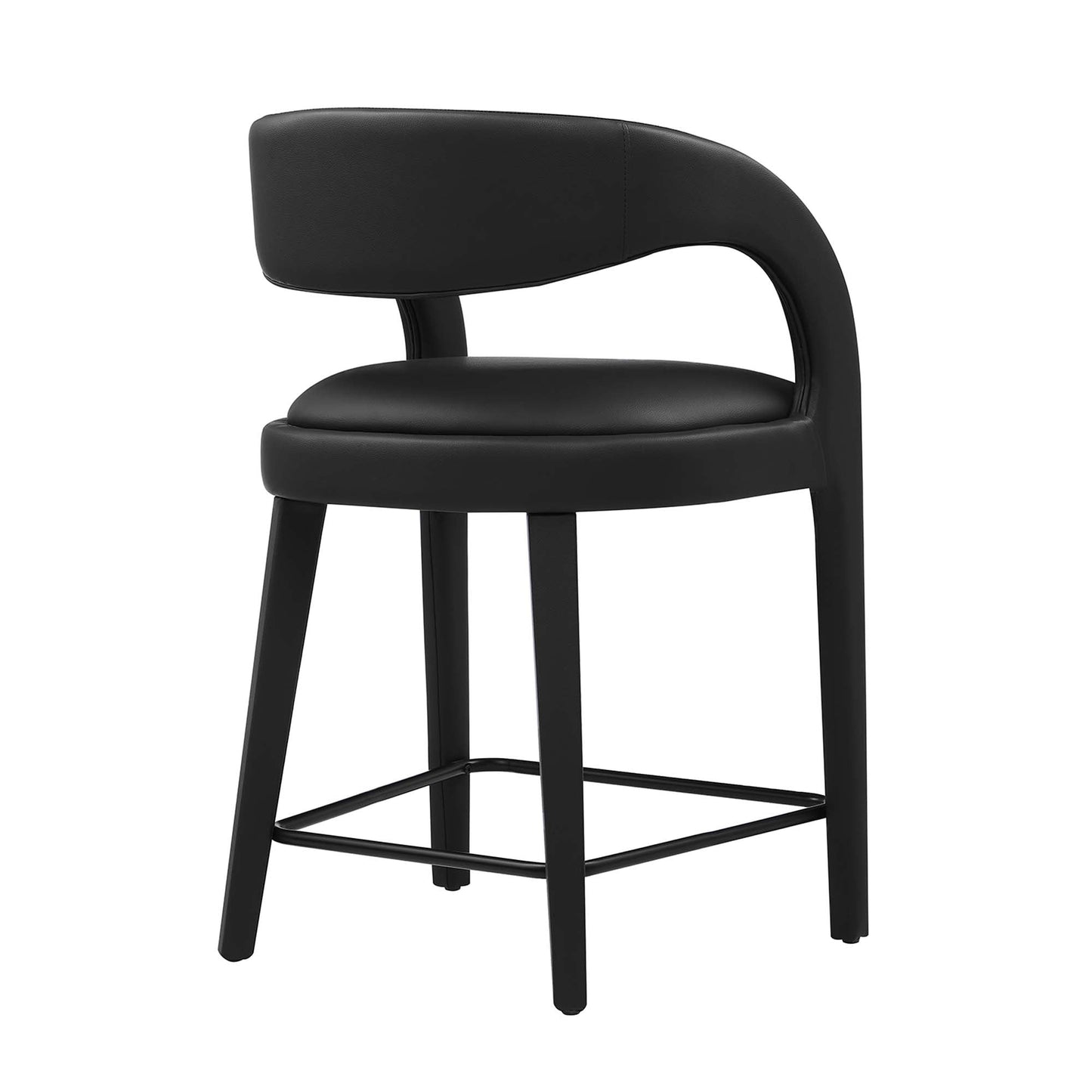Pinnacle Vegan Leather Counter Stool Set of 2 by Modway EEI-6564-BLK-BLK