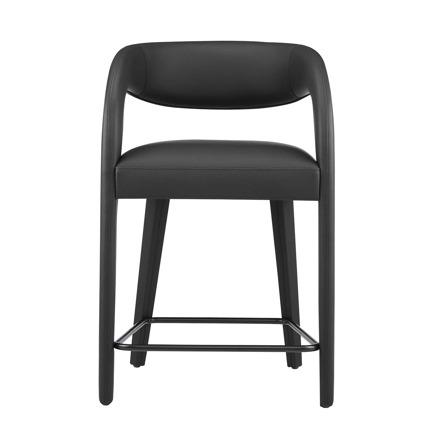 Pinnacle Vegan Leather Counter Stool Set of 2 by Modway EEI-6564-BLK-BLK
