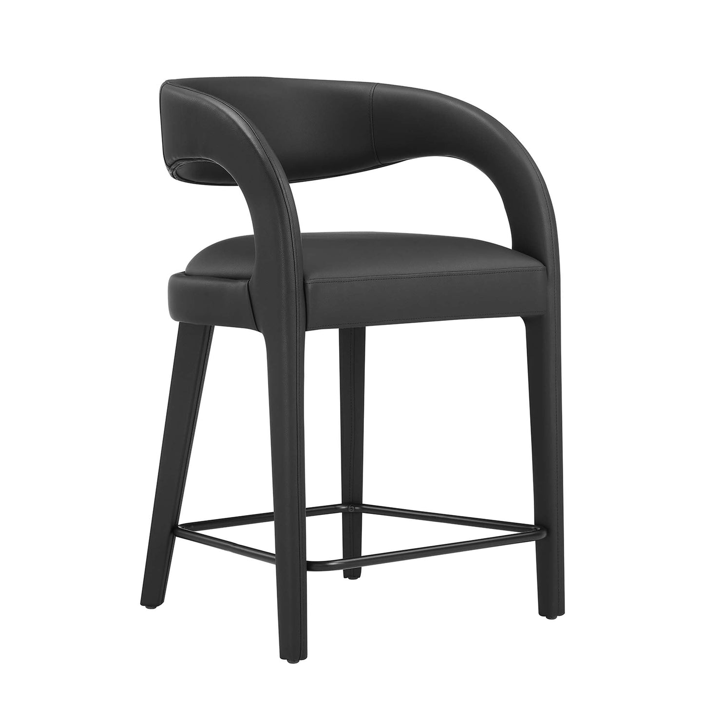 Pinnacle Vegan Leather Counter Stool Set of 2 by Modway EEI-6564-BLK-BLK