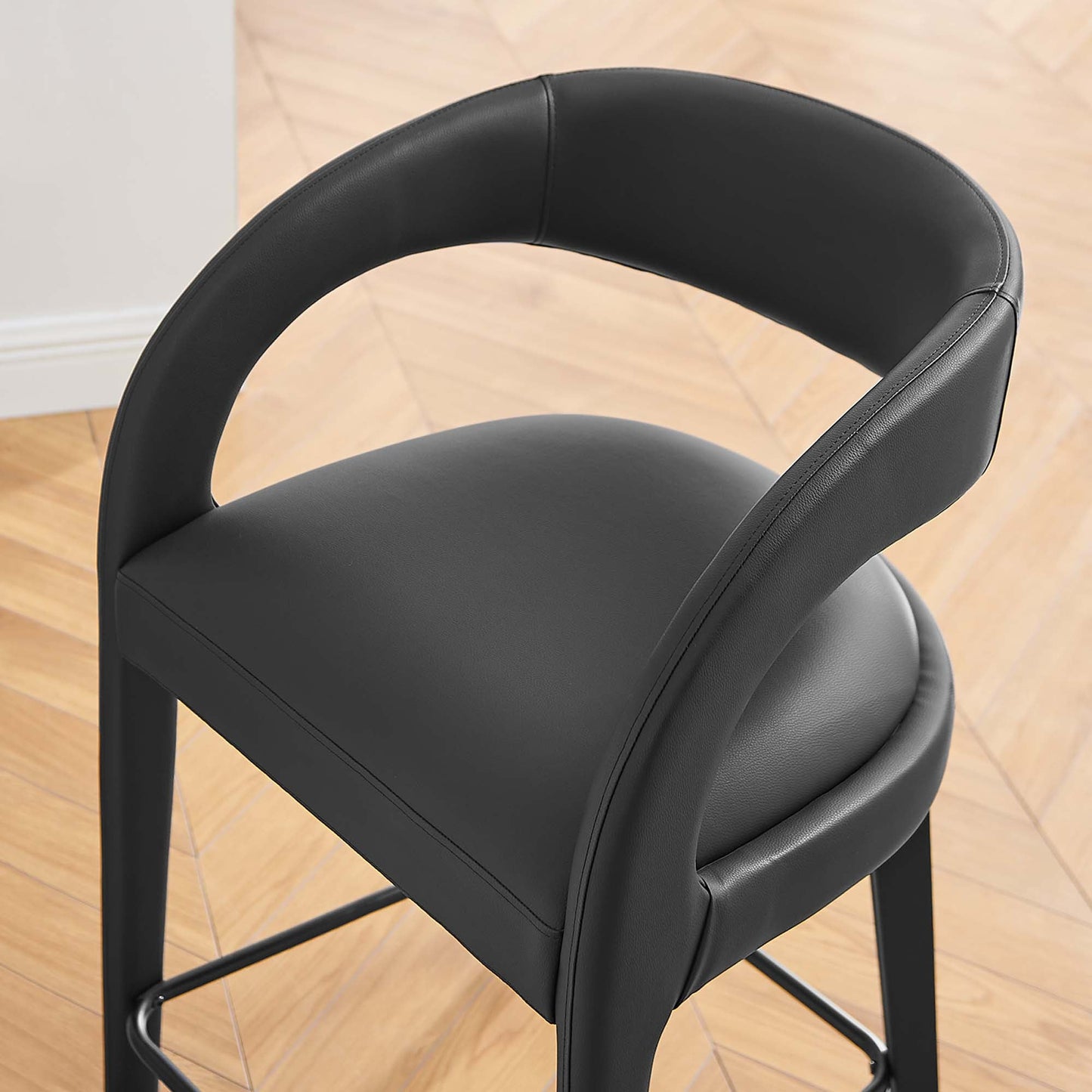 Pinnacle Vegan Leather Counter Stool Set of 2 by Modway EEI-6564-BLK-BLK