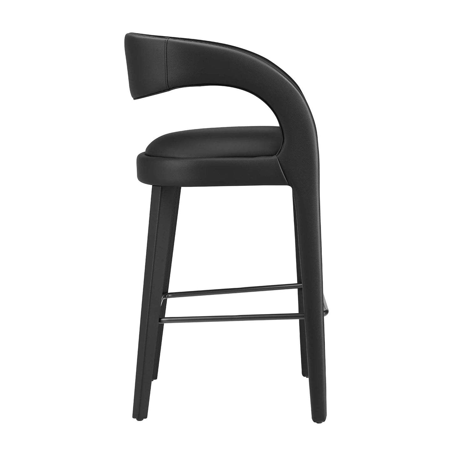 Pinnacle Vegan Leather Bar Stool Set of 2 by Modway EEI-6567-BLK-BLK