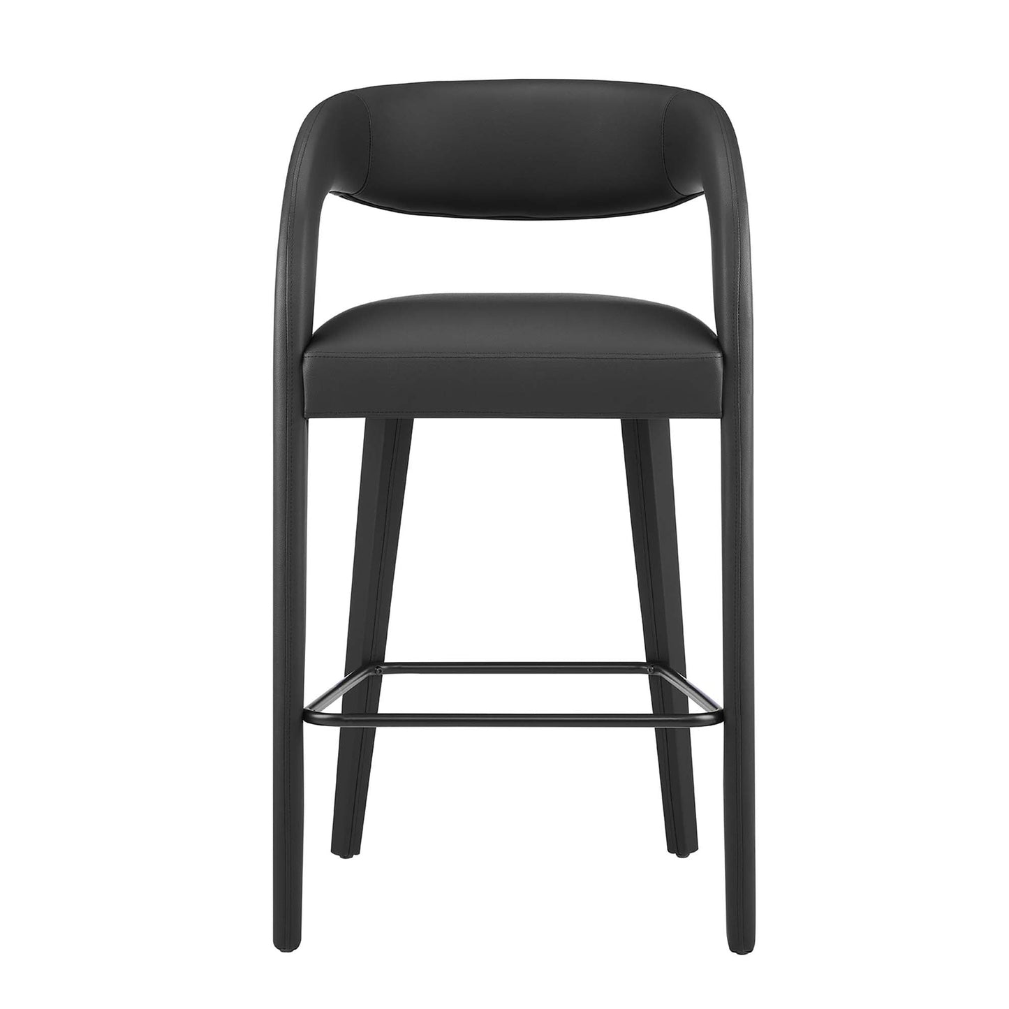 Pinnacle Vegan Leather Bar Stool Set of 2 by Modway EEI-6567-BLK-BLK
