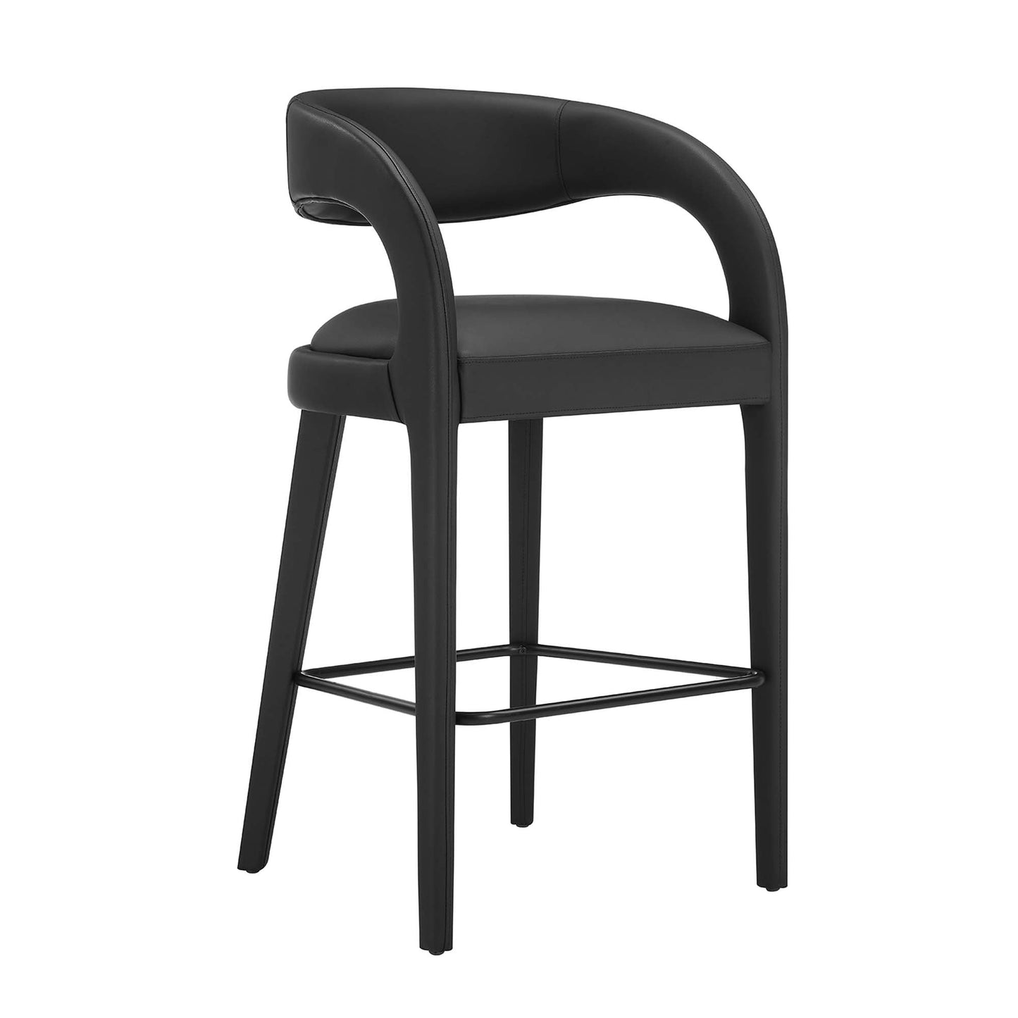 Pinnacle Vegan Leather Bar Stool Set of 2 by Modway EEI-6567-BLK-BLK