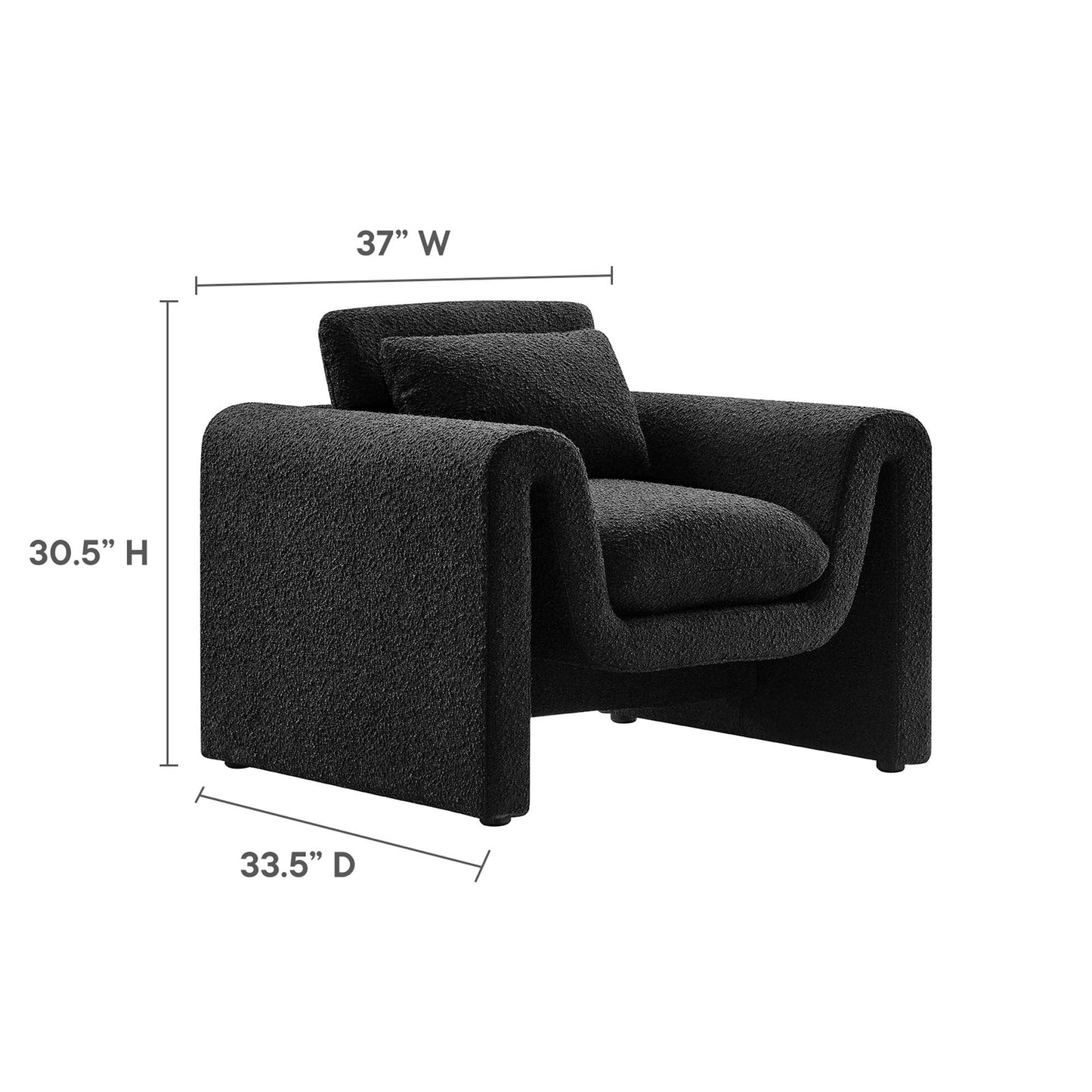 Waverly Boucle Upholstered Armchair by Modway EEI-6575-BLK