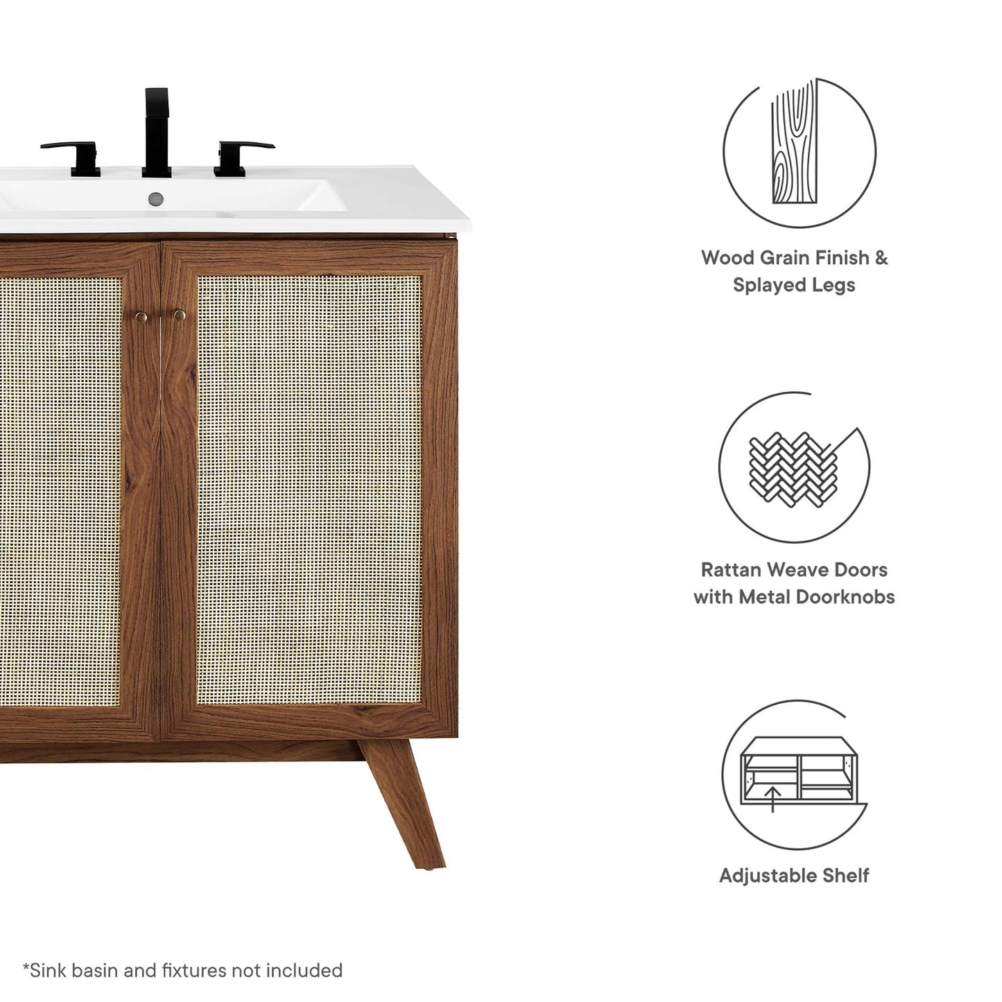 Soma 30” Bathroom Vanity Cabinet (Sink Basin Not Included) by Modway EEI-6587-WAL
