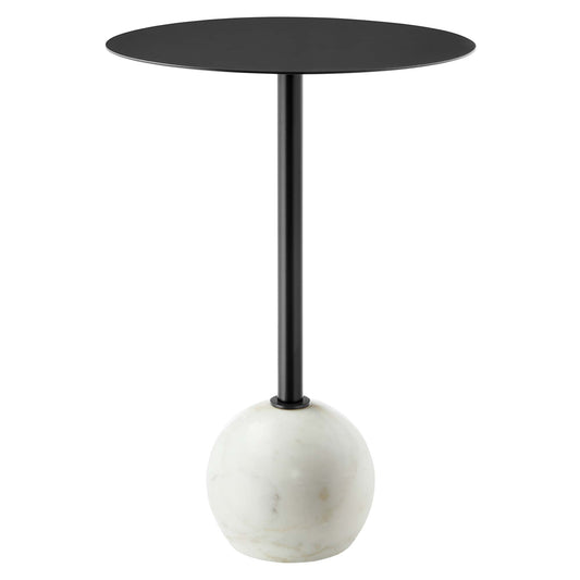 Aliza Round White Marble Side Table by Modway EEI-6606-WHI-BLK