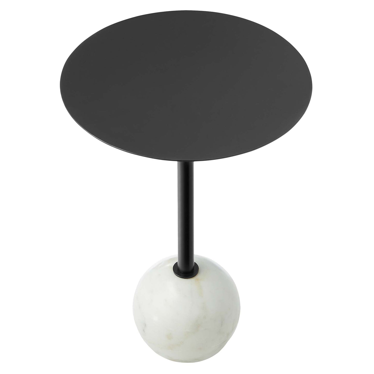 Aliza Round White Marble Side Table by Modway EEI-6606-WHI-BLK