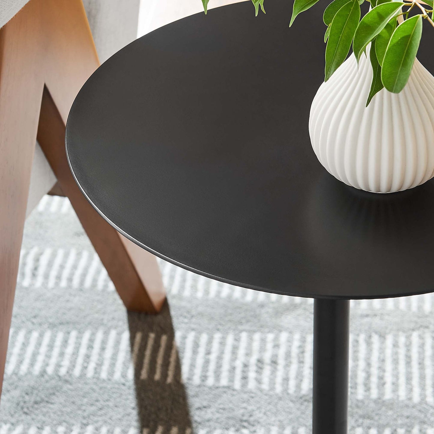 Aliza Round White Marble Side Table by Modway EEI-6606-WHI-BLK