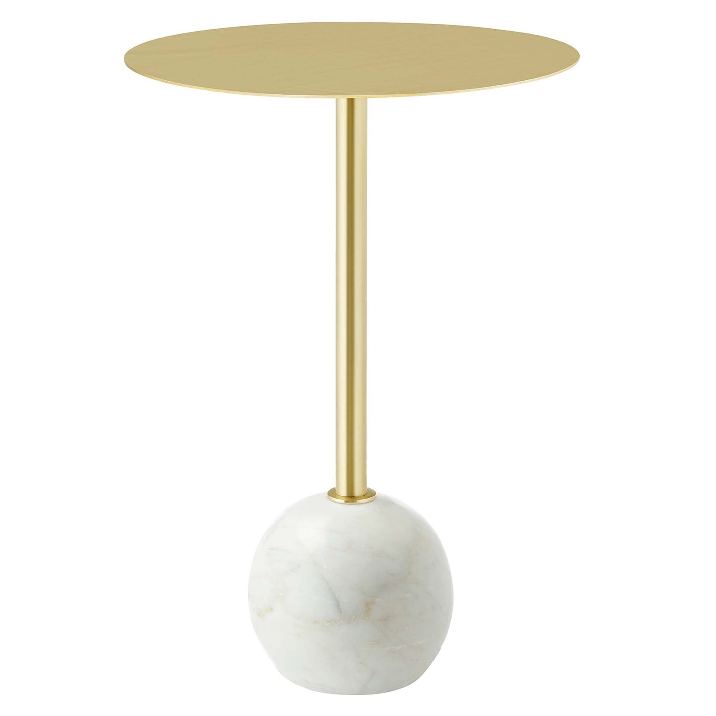 Aliza Round White Marble Side Table by Modway EEI-6606-WHI-BRA