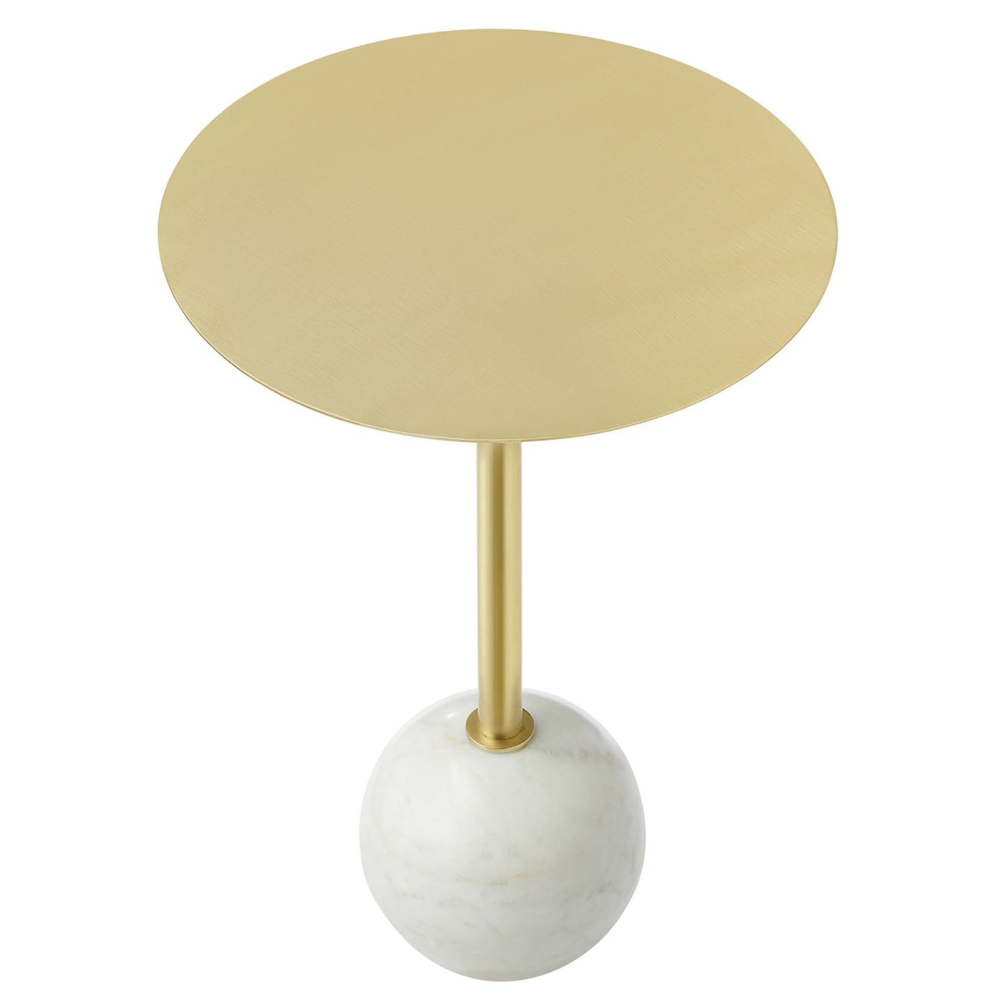 Aliza Round White Marble Side Table by Modway EEI-6606-WHI-BRA