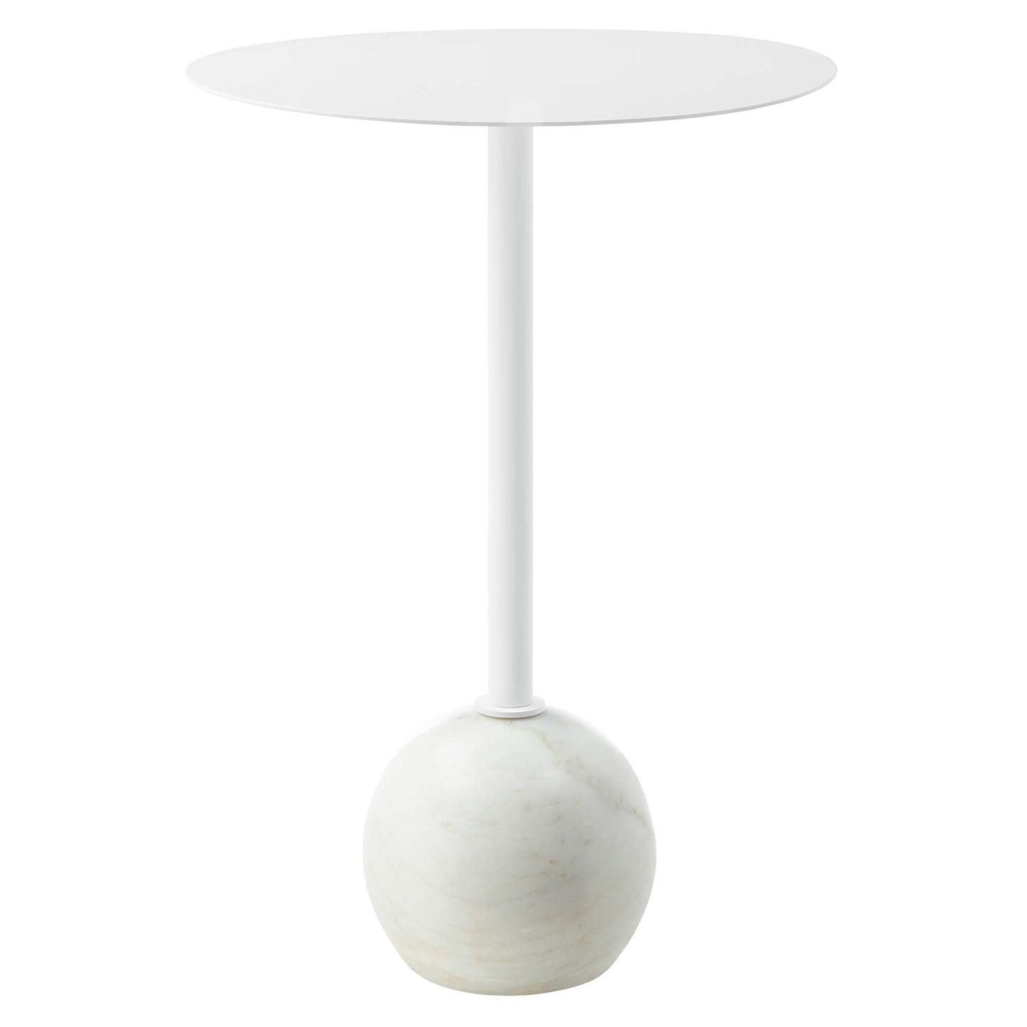 Aliza Round White Marble Side Table by Modway EEI-6606-WHI-WHI