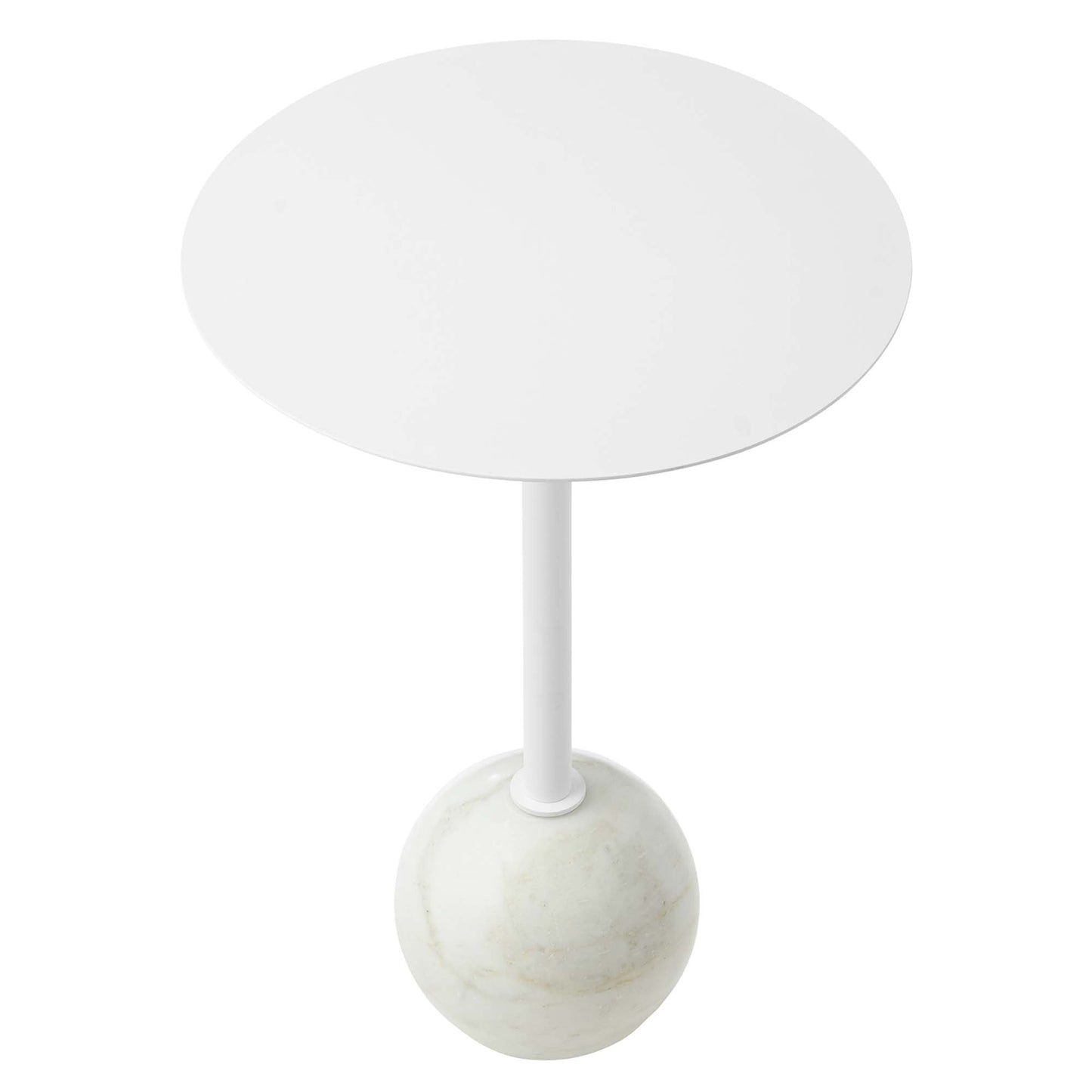 Aliza Round White Marble Side Table by Modway EEI-6606-WHI-WHI