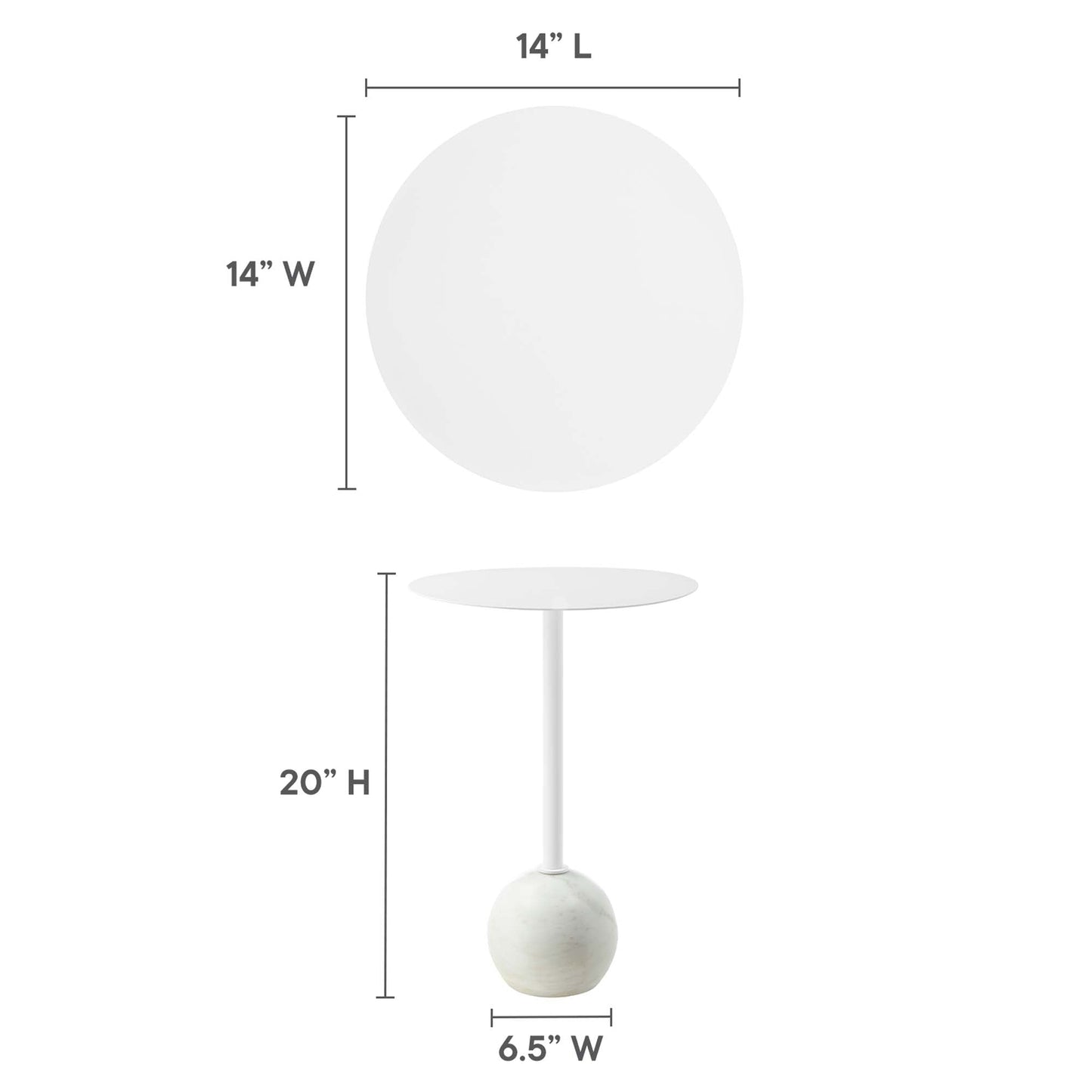 Aliza Round White Marble Side Table by Modway EEI-6606-WHI-WHI