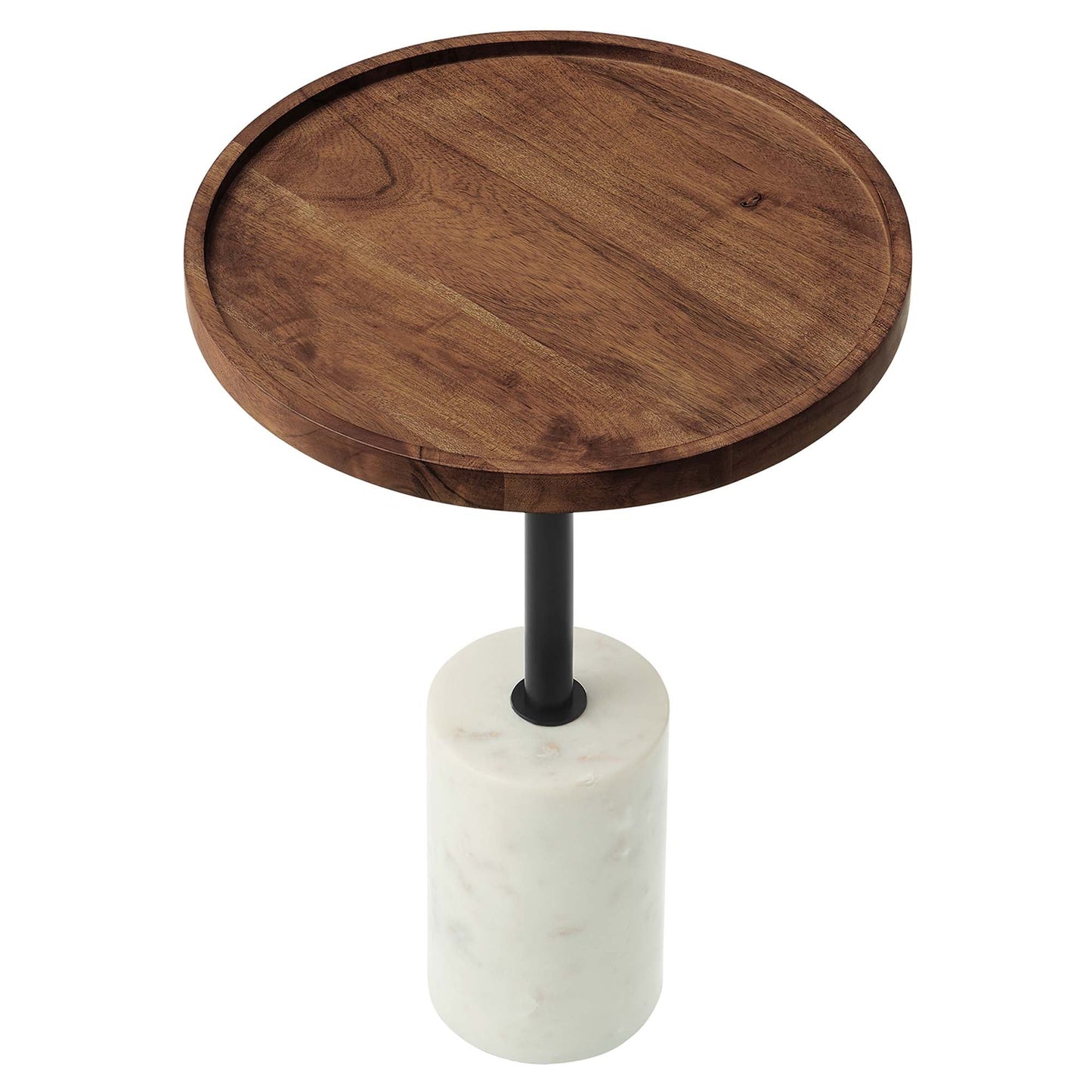 Amina Round Acacia Wood Side Table by Modway EEI-6607-WHI-LOC