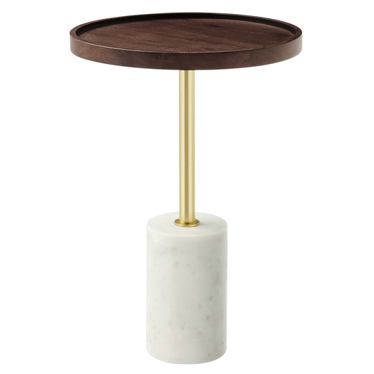Amina Round Acacia Wood Side Table by Modway EEI-6607-WHI-WAC