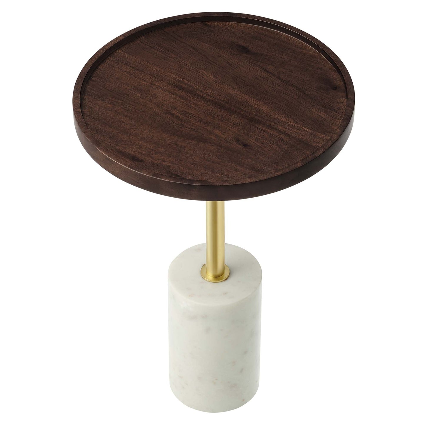 Amina Round Acacia Wood Side Table by Modway EEI-6607-WHI-WAC