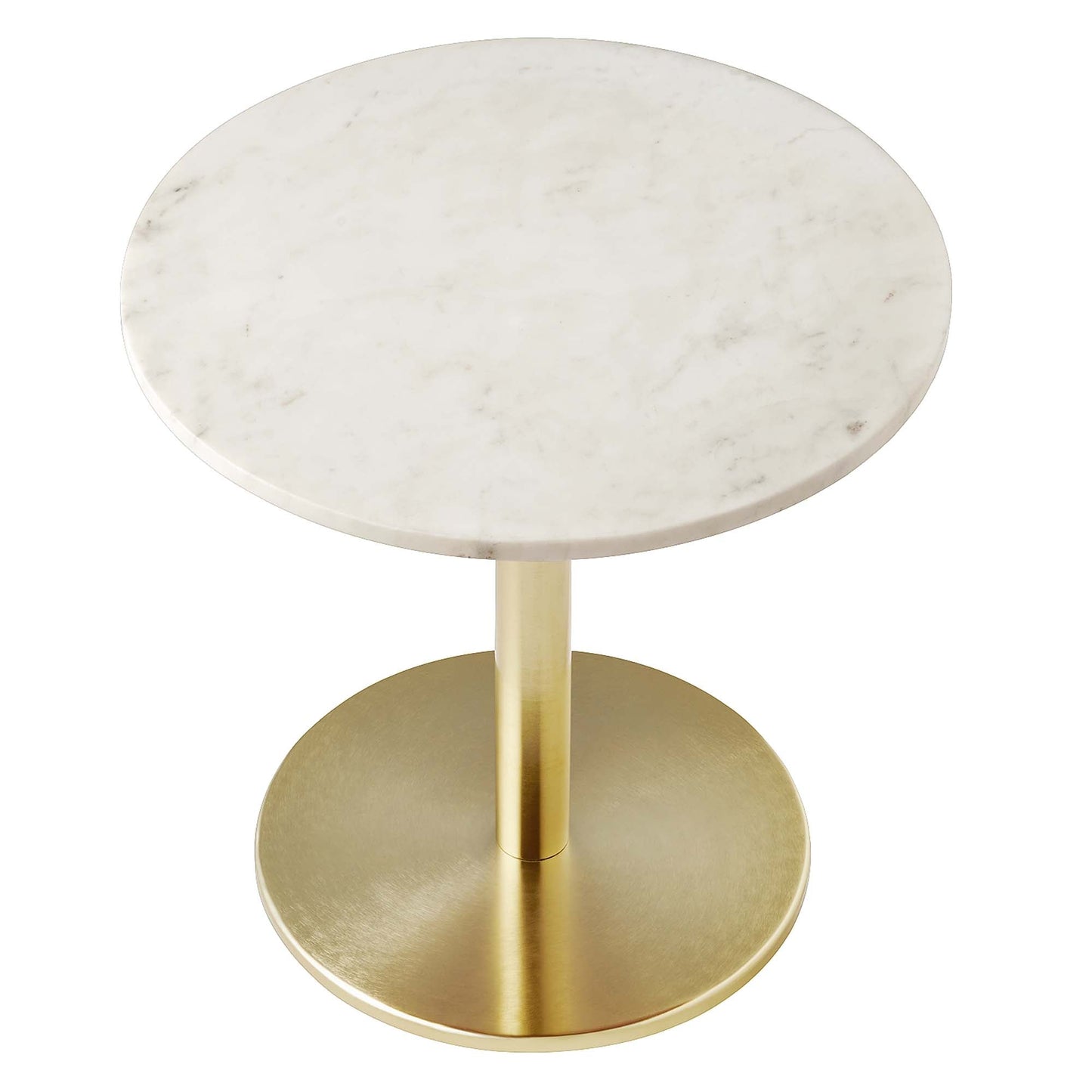 Viva Round White Marble Side Table by Modway EEI-6609-BRA-WHI