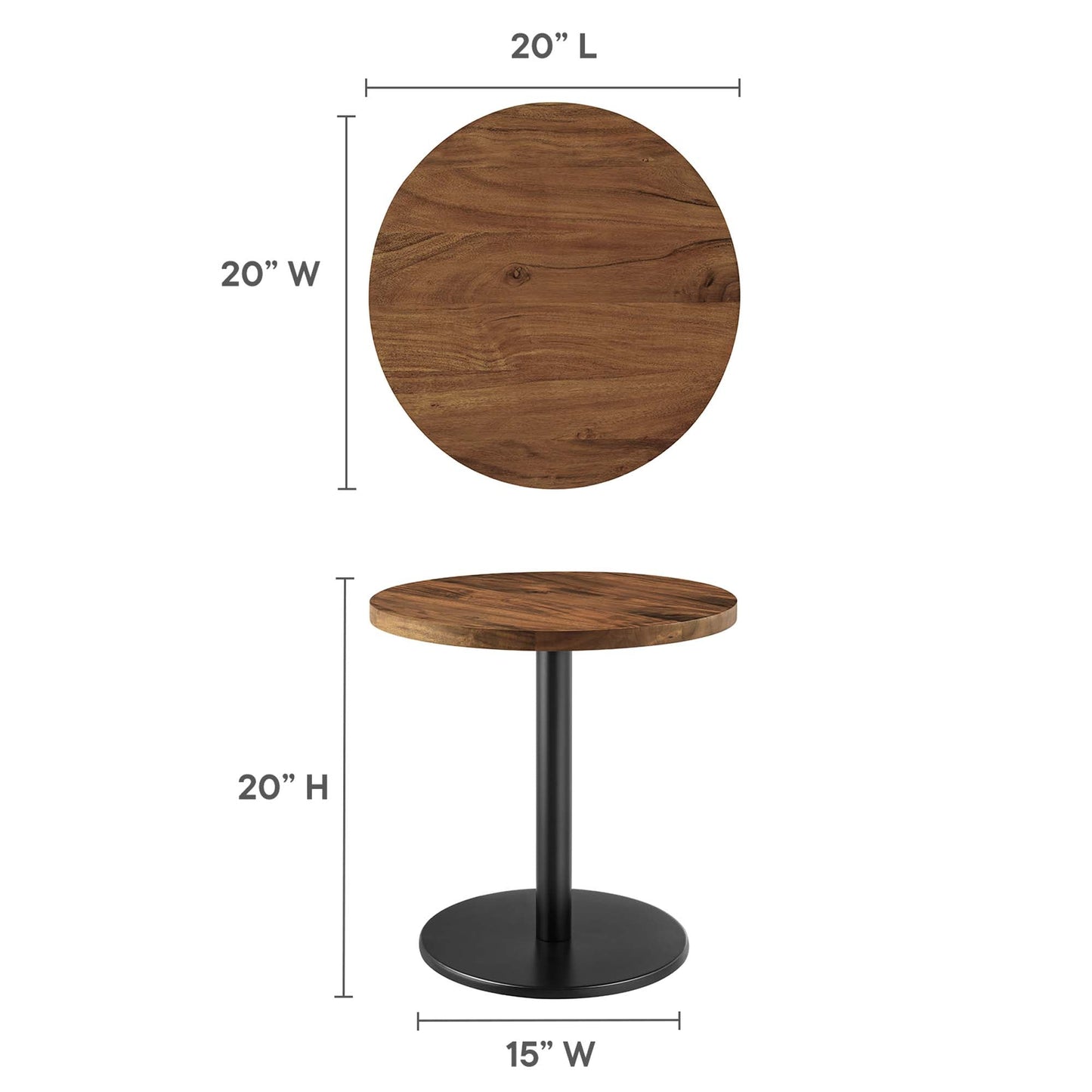 Viva Round Acacia Wood Side Table by Modway EEI-6610-BLK-LOC