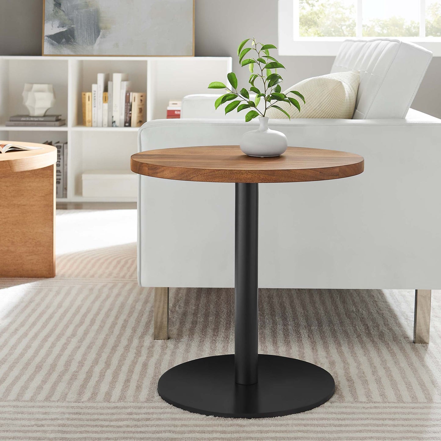 Viva Round Acacia Wood Side Table by Modway EEI-6610-BLK-LOC