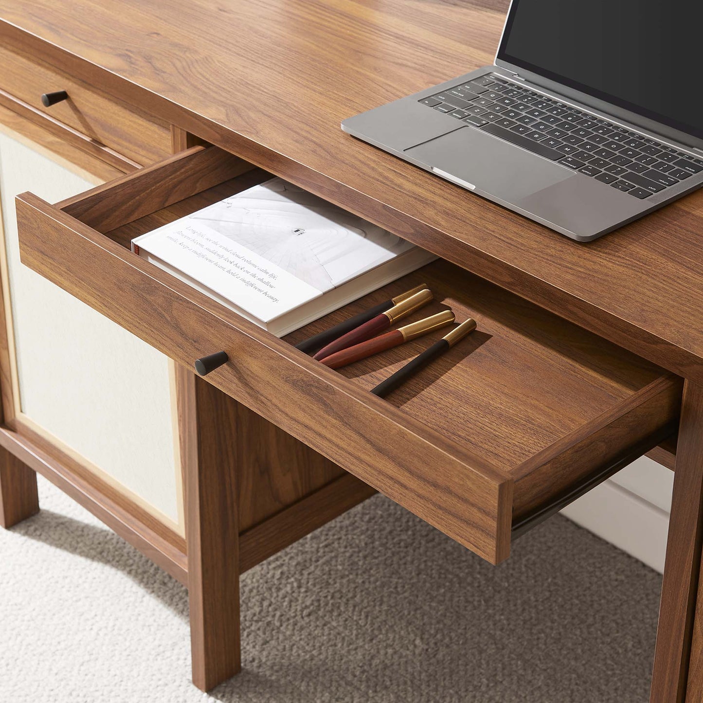 Capri 58" Wood Grain Office Desk by Modway EEI-6618-WAL