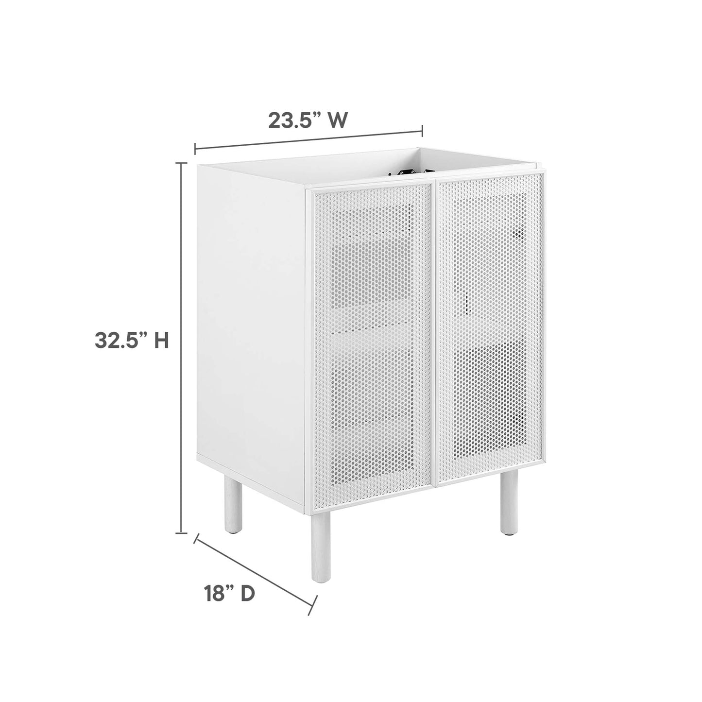 Calla 24" Perforated Metal Bathroom Vanity Cabinet (Sink Basin Not Included) by Modway EEI-6621-WHI