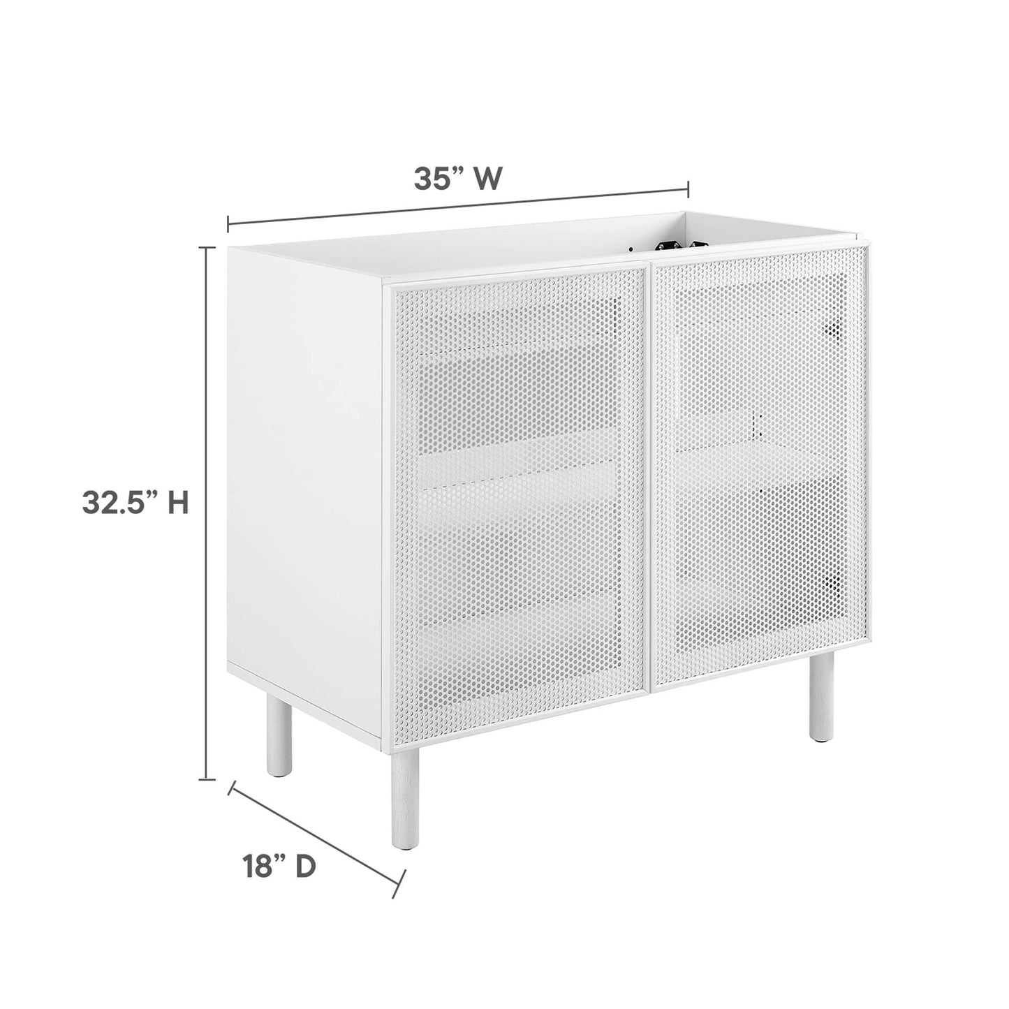 Calla 36" Perforated Metal Bathroom Vanity Cabinet (Sink Basin Not Included) by Modway EEI-6622-WHI