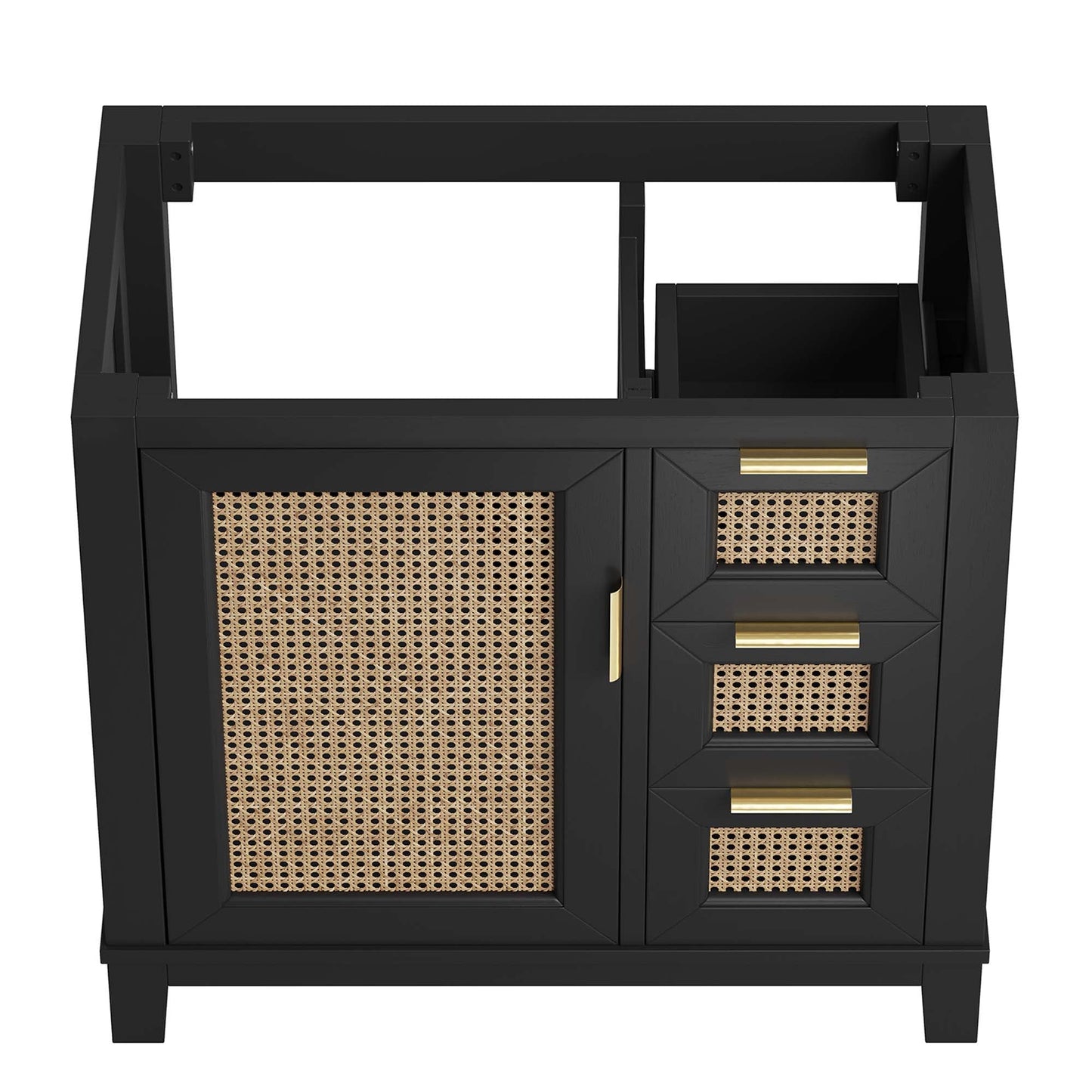 Dixie 36” Solid Wood Bathroom Vanity Cabinet (Sink Basin Not Included) by Modway EEI-6626-BLK