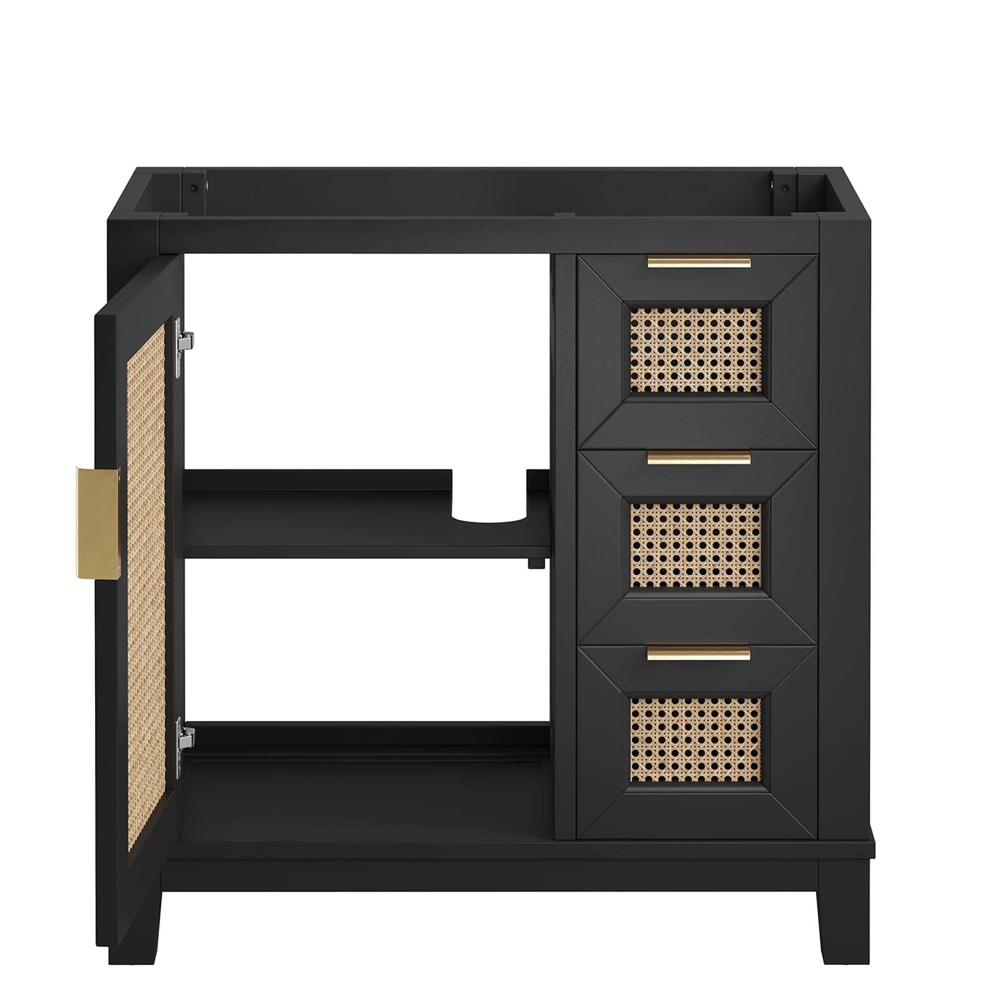 Dixie 36” Solid Wood Bathroom Vanity Cabinet (Sink Basin Not Included) by Modway EEI-6626-BLK