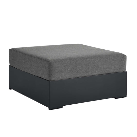 Tahoe Outdoor Patio Powder-Coated Aluminum Ottoman by Modway EEI-6627-GRY-CHA