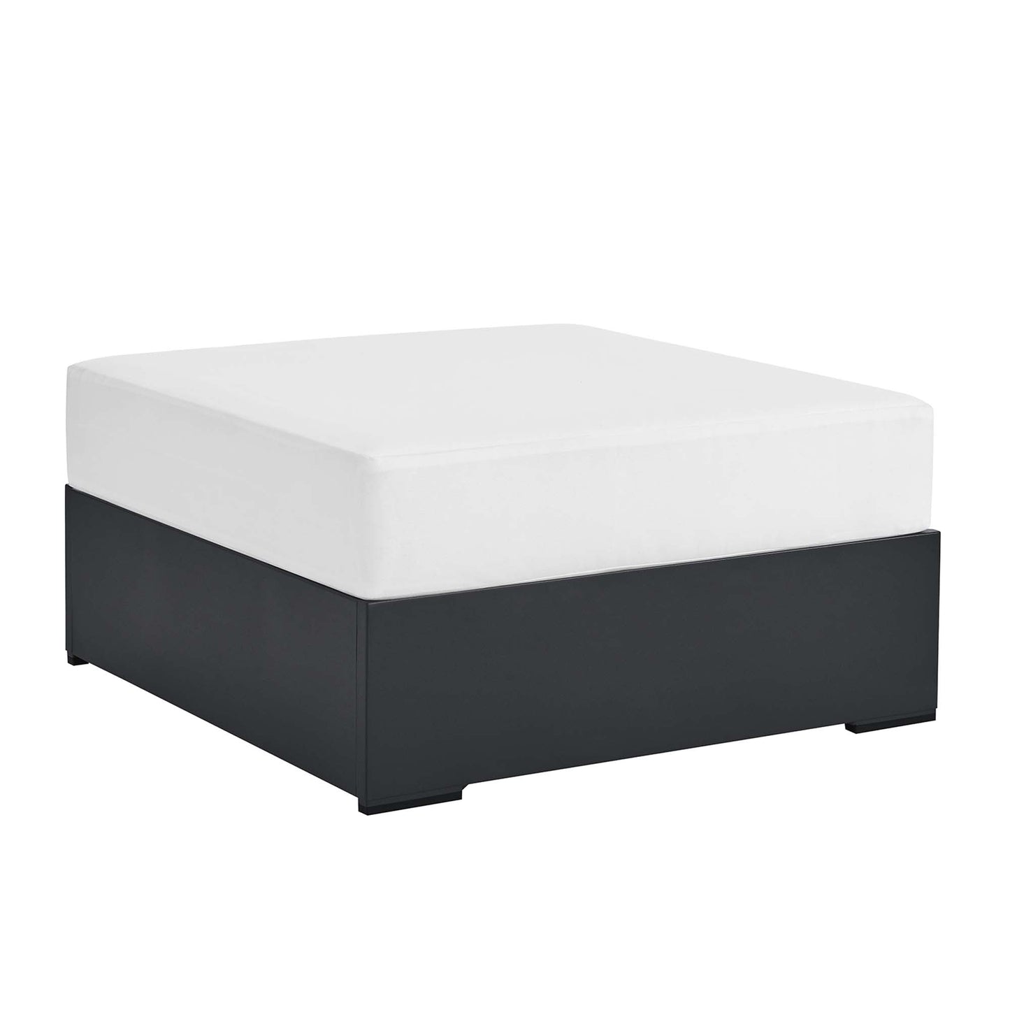 Tahoe Outdoor Patio Powder-Coated Aluminum Ottoman by Modway EEI-6627-GRY-WHI