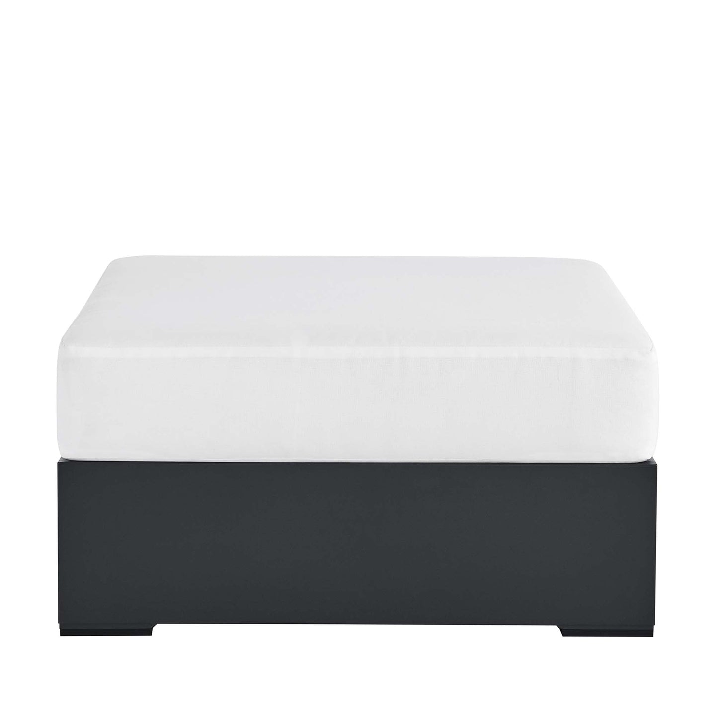 Tahoe Outdoor Patio Powder-Coated Aluminum Ottoman by Modway EEI-6627-GRY-WHI