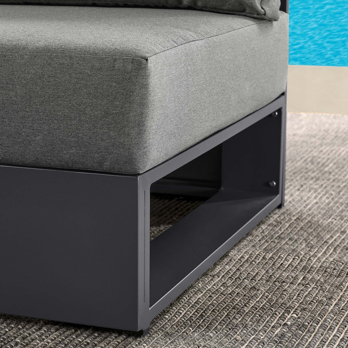 Tahoe Outdoor Patio Powder-Coated Aluminum Modular Armless Chair by Modway EEI-6628-GRY-CHA