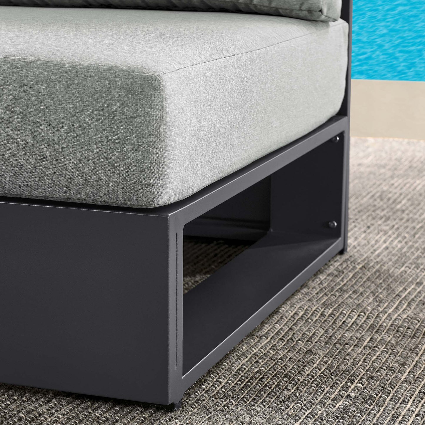 Tahoe Outdoor Patio Powder-Coated Aluminum Modular Armless Chair by Modway EEI-6628-GRY-GRY