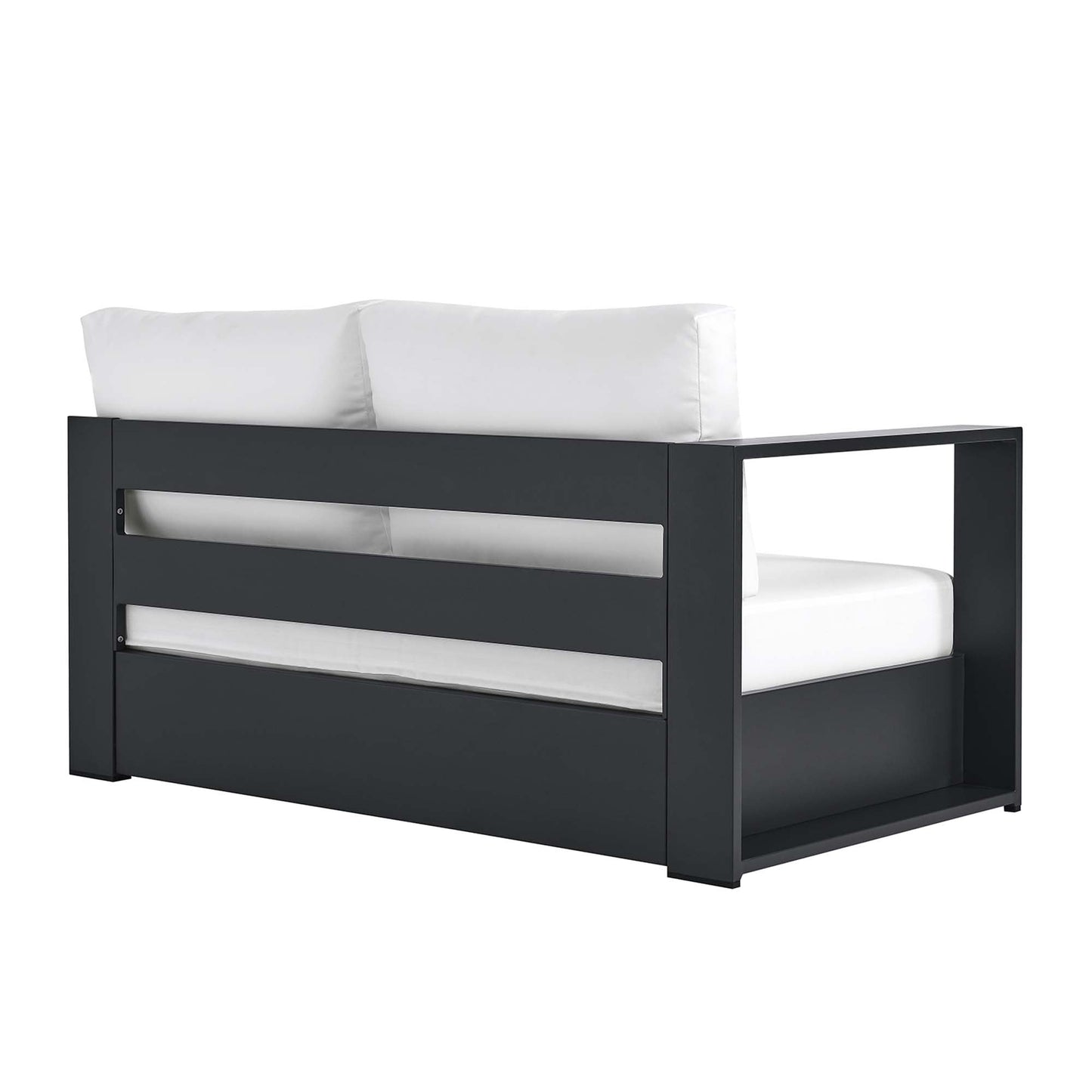 Tahoe Outdoor Patio Powder-Coated Aluminum Modular Left-Facing Loveseat by Modway EEI-6629-GRY-WHI