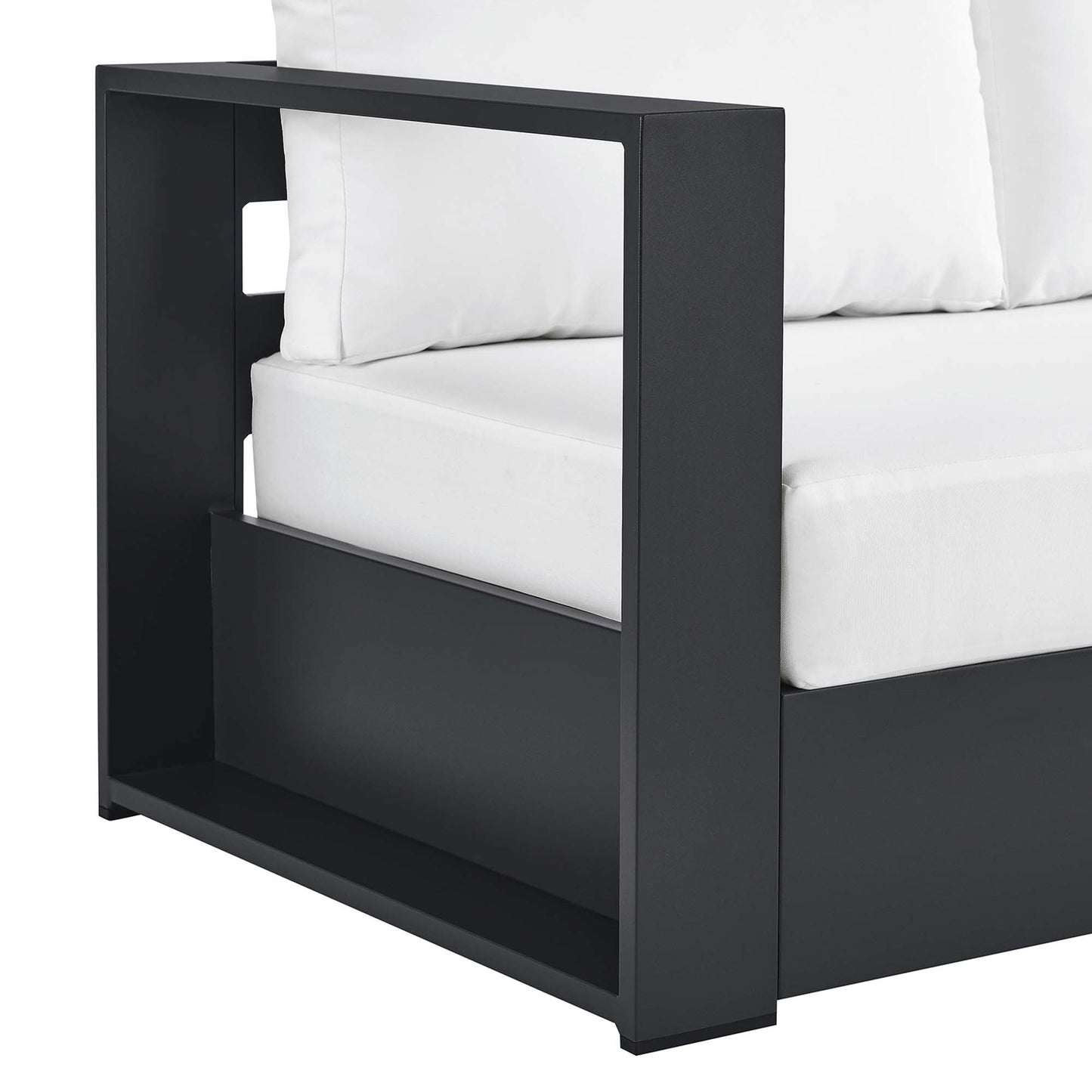 Tahoe Outdoor Patio Powder-Coated Aluminum Modular Left-Facing Loveseat by Modway EEI-6629-GRY-WHI