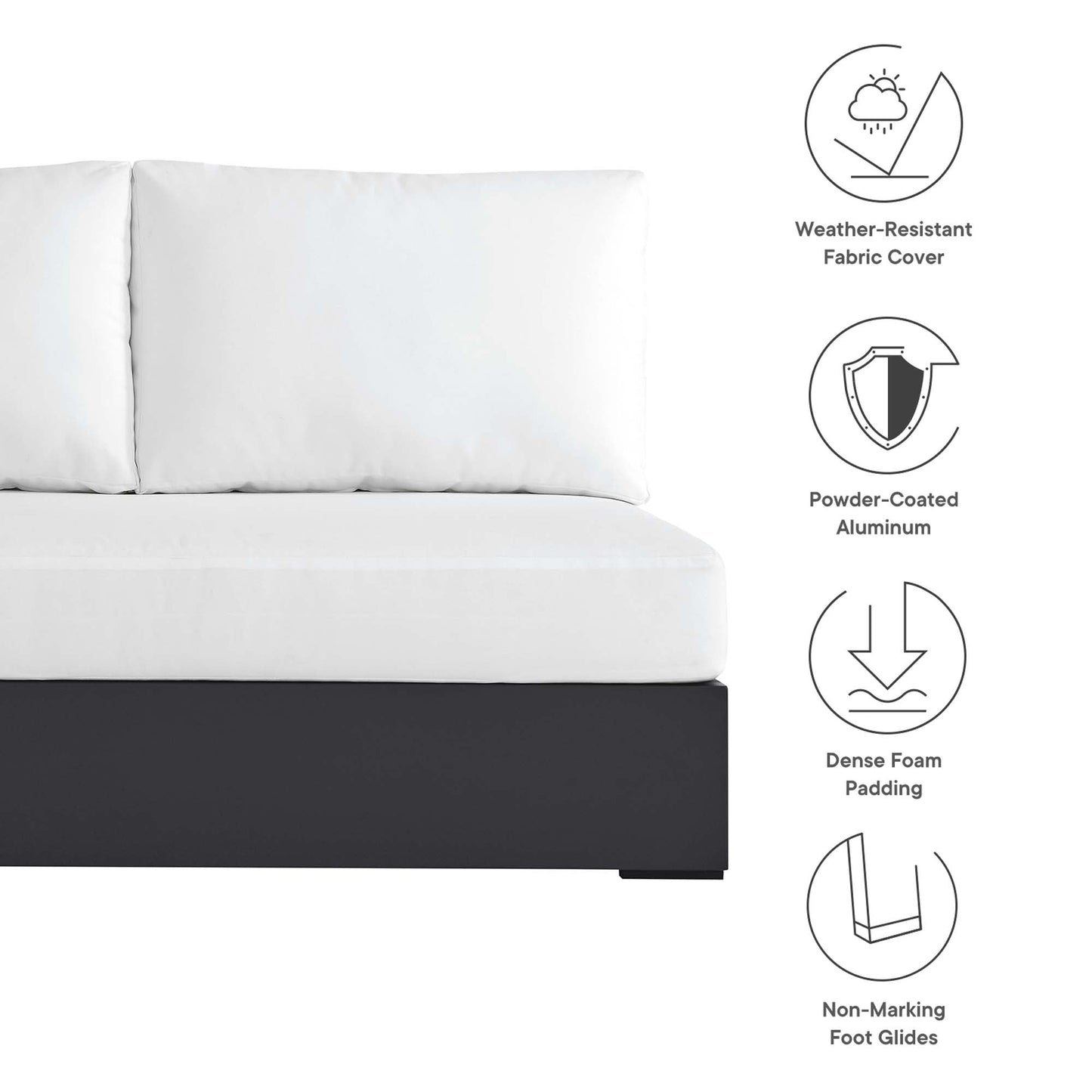 Tahoe Outdoor Patio Powder-Coated Aluminum Modular Left-Facing Loveseat by Modway EEI-6629-GRY-WHI
