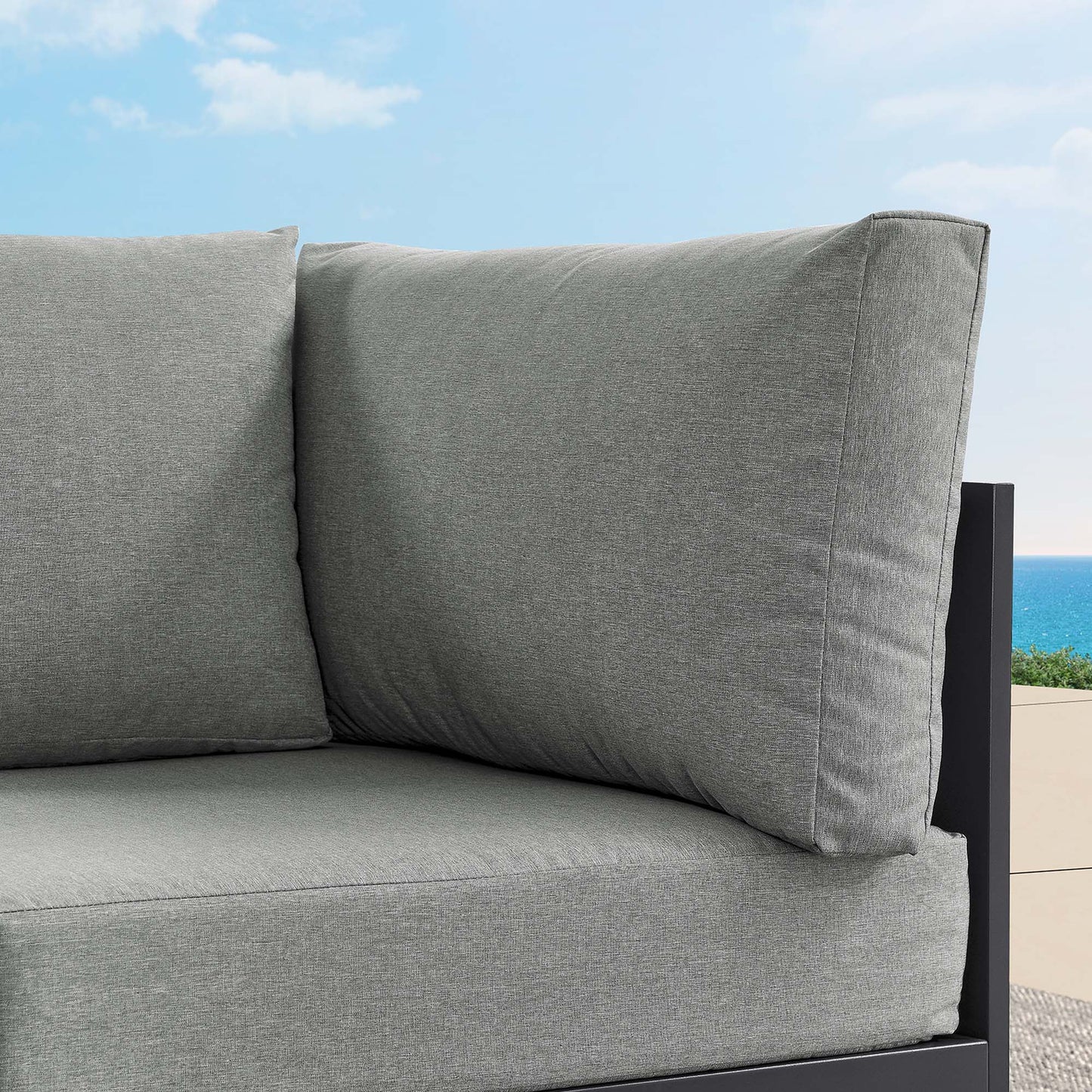 Tahoe Outdoor Patio Powder-Coated Aluminum Modular Corner Chair by Modway EEI-6631-GRY-GRY