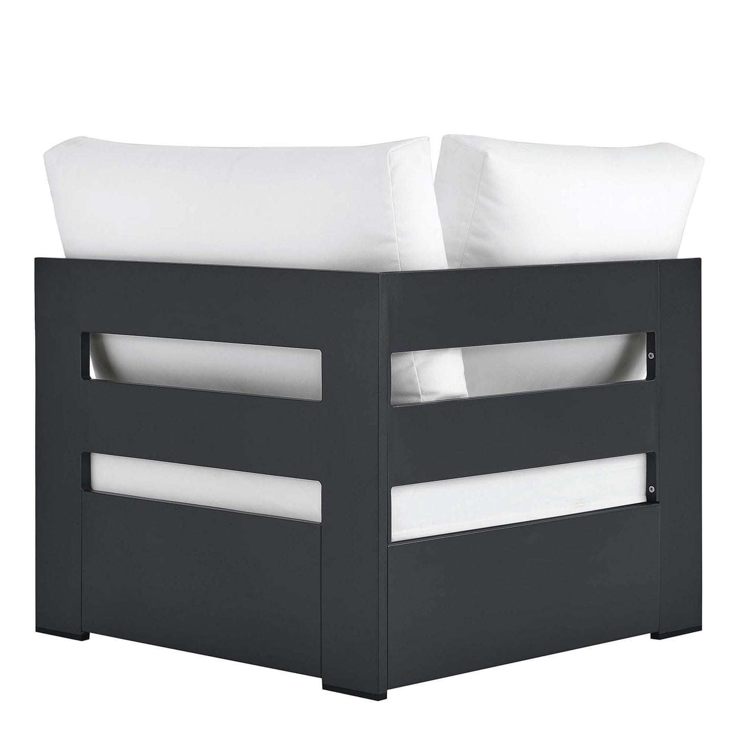 Tahoe Outdoor Patio Powder-Coated Aluminum Modular Corner Chair by Modway EEI-6631-GRY-WHI