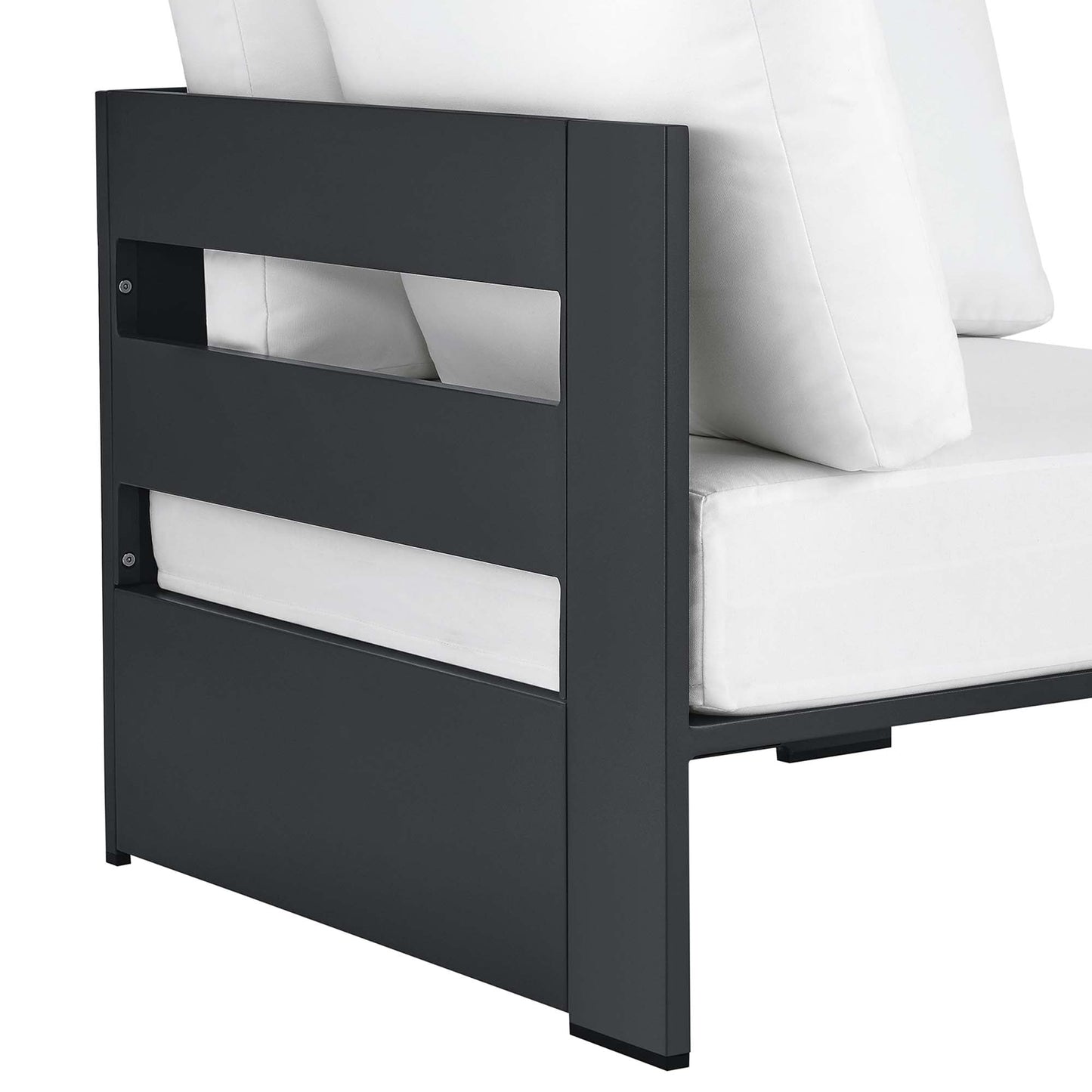 Tahoe Outdoor Patio Powder-Coated Aluminum Modular Corner Chair by Modway EEI-6631-GRY-WHI