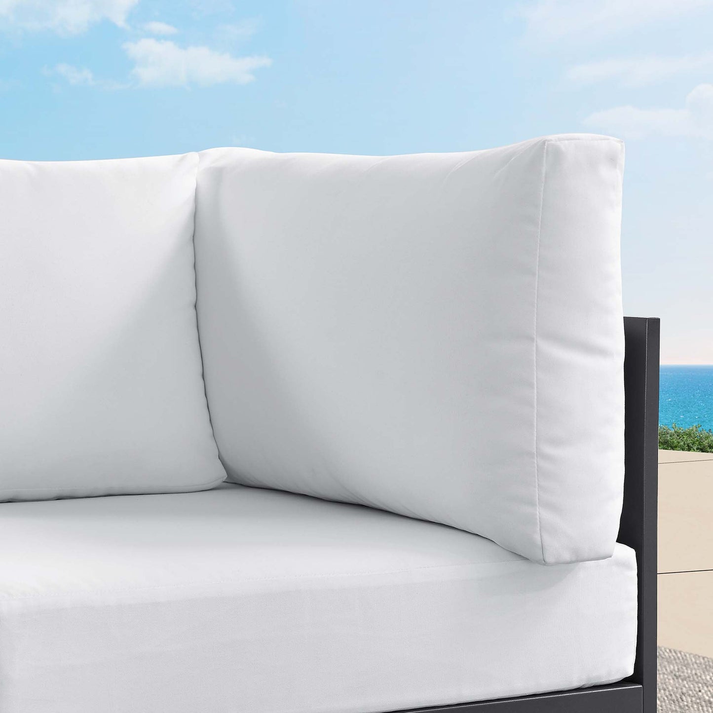 Tahoe Outdoor Patio Powder-Coated Aluminum Modular Corner Chair by Modway EEI-6631-GRY-WHI