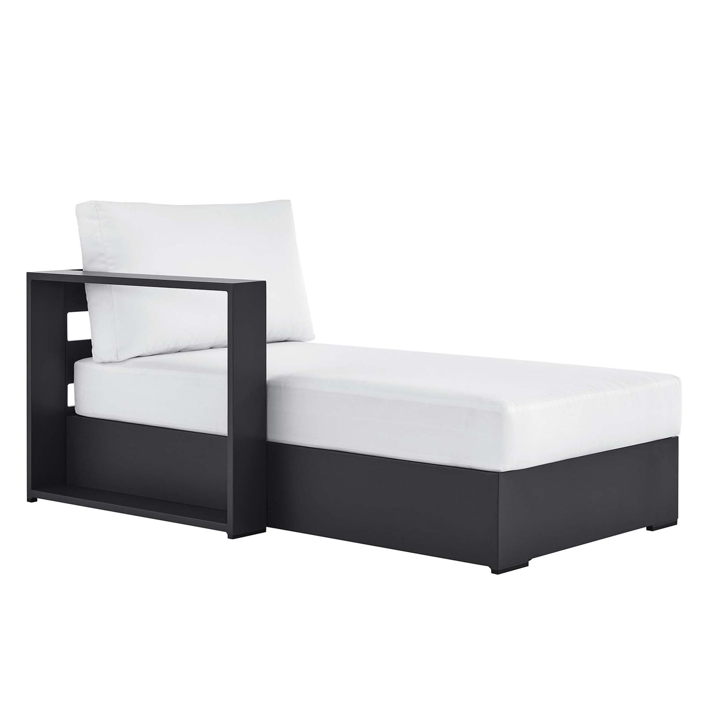 Tahoe Outdoor Patio Powder-Coated Aluminum Modular Left-Facing Chaise Lounge by Modway EEI-6632-GRY-WHI