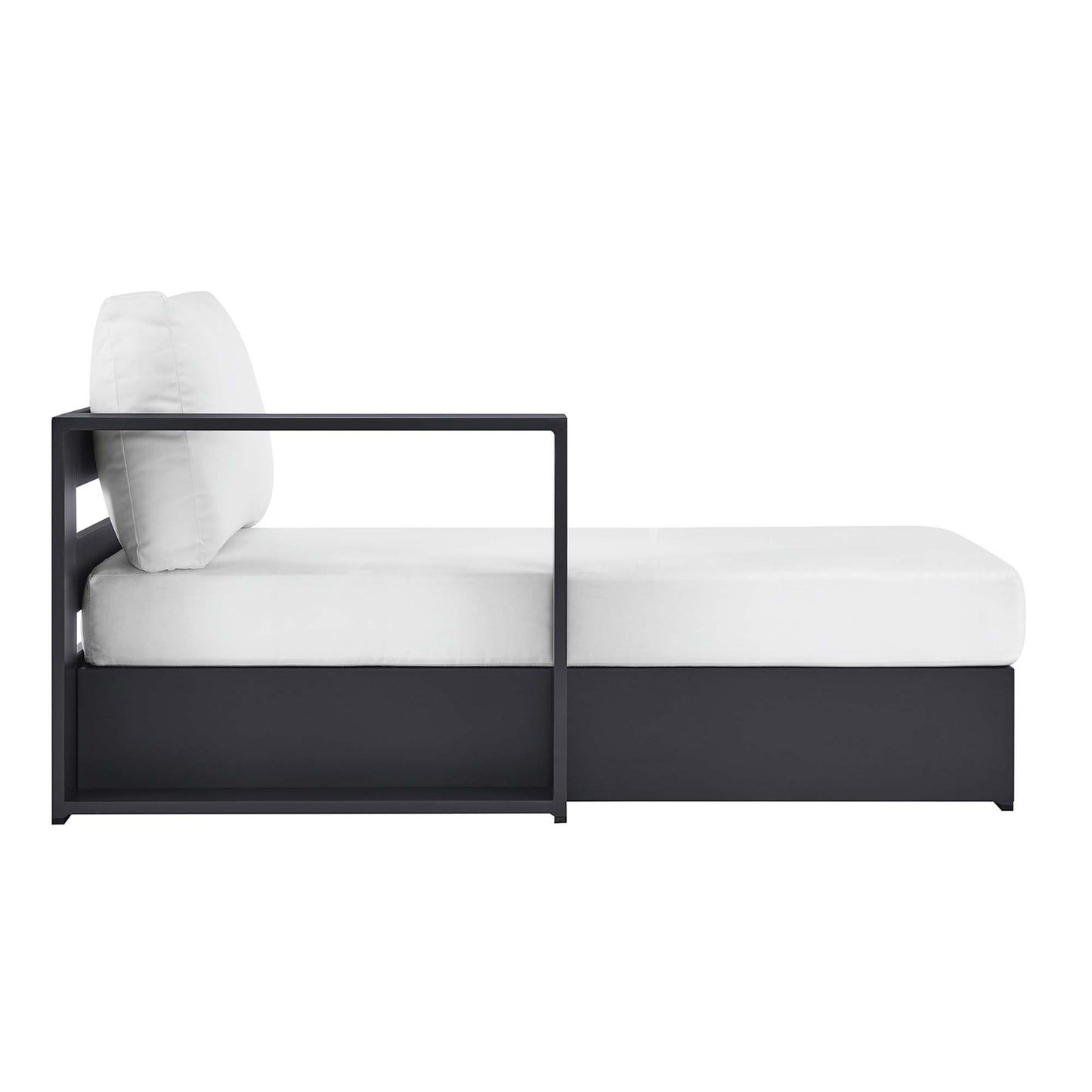 Tahoe Outdoor Patio Powder-Coated Aluminum Modular Left-Facing Chaise Lounge by Modway EEI-6632-GRY-WHI